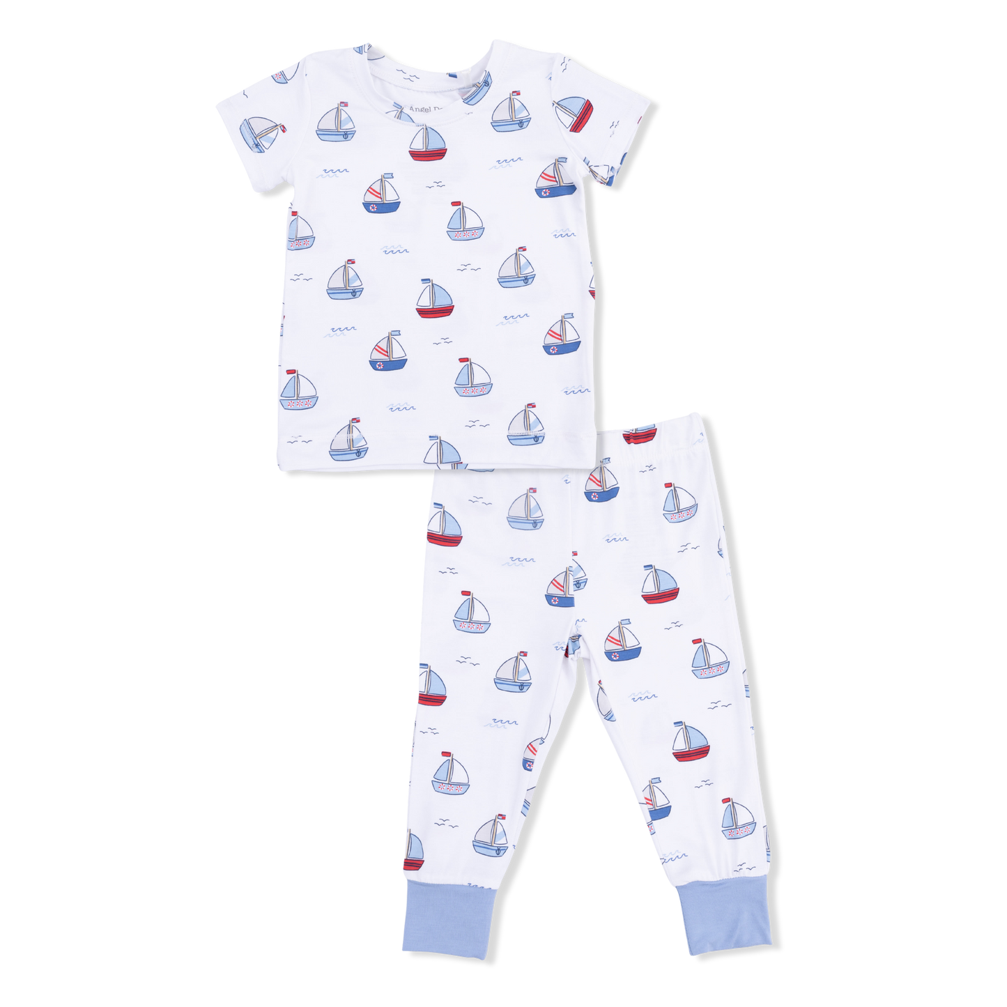 Bubbly Sailboats Blue - Short Sleeve Loungewear Set-Angel Dear