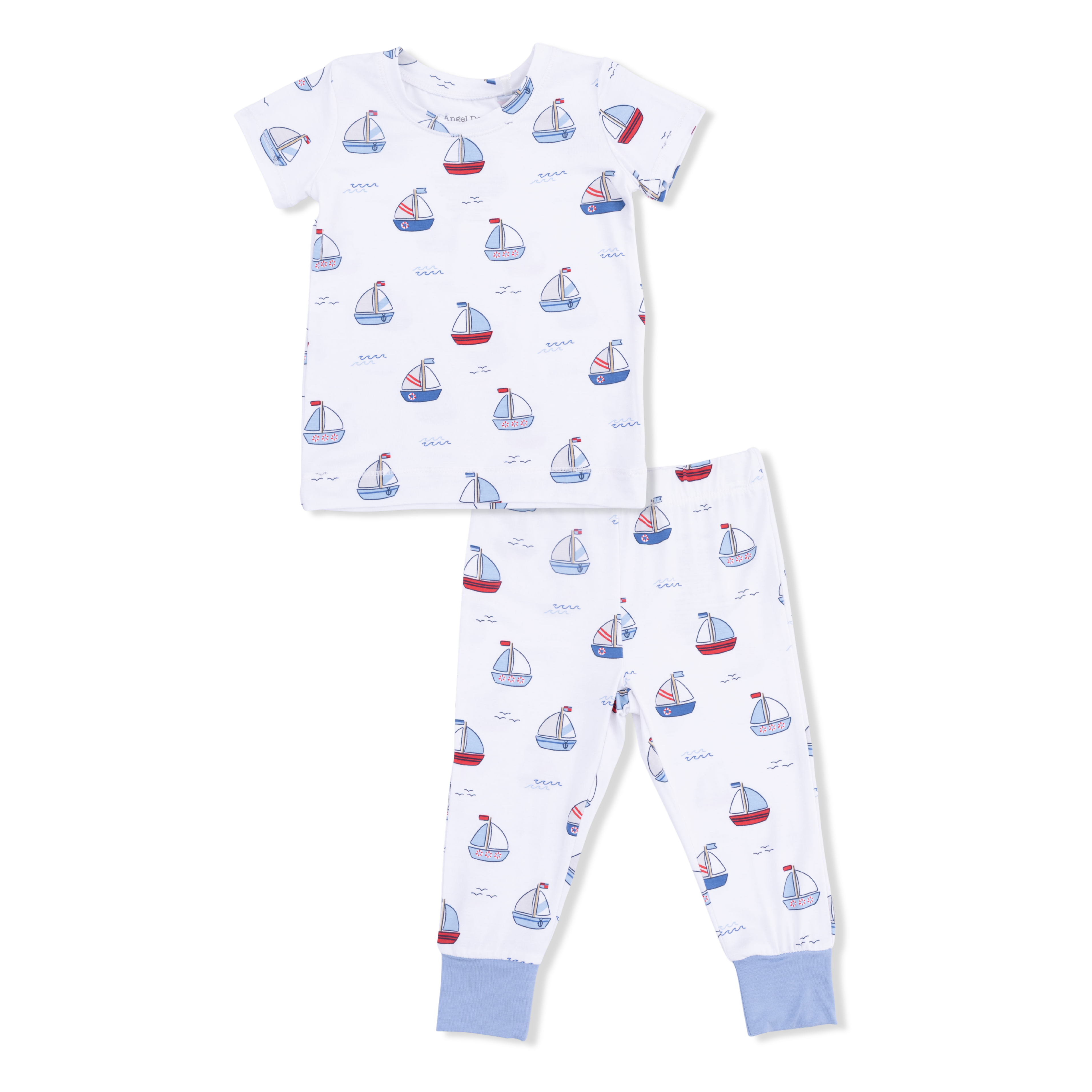 Bubbly Sailboats Blue - Short Sleeve Loungewear Set-Angel Dear