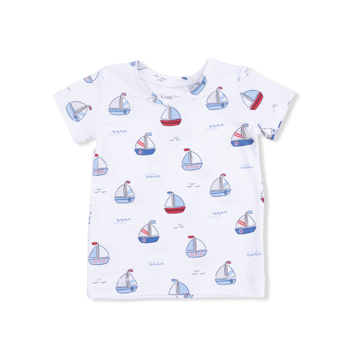 Bubbly Sailboats Blue - Short Sleeve Loungewear Set-Angel Dear