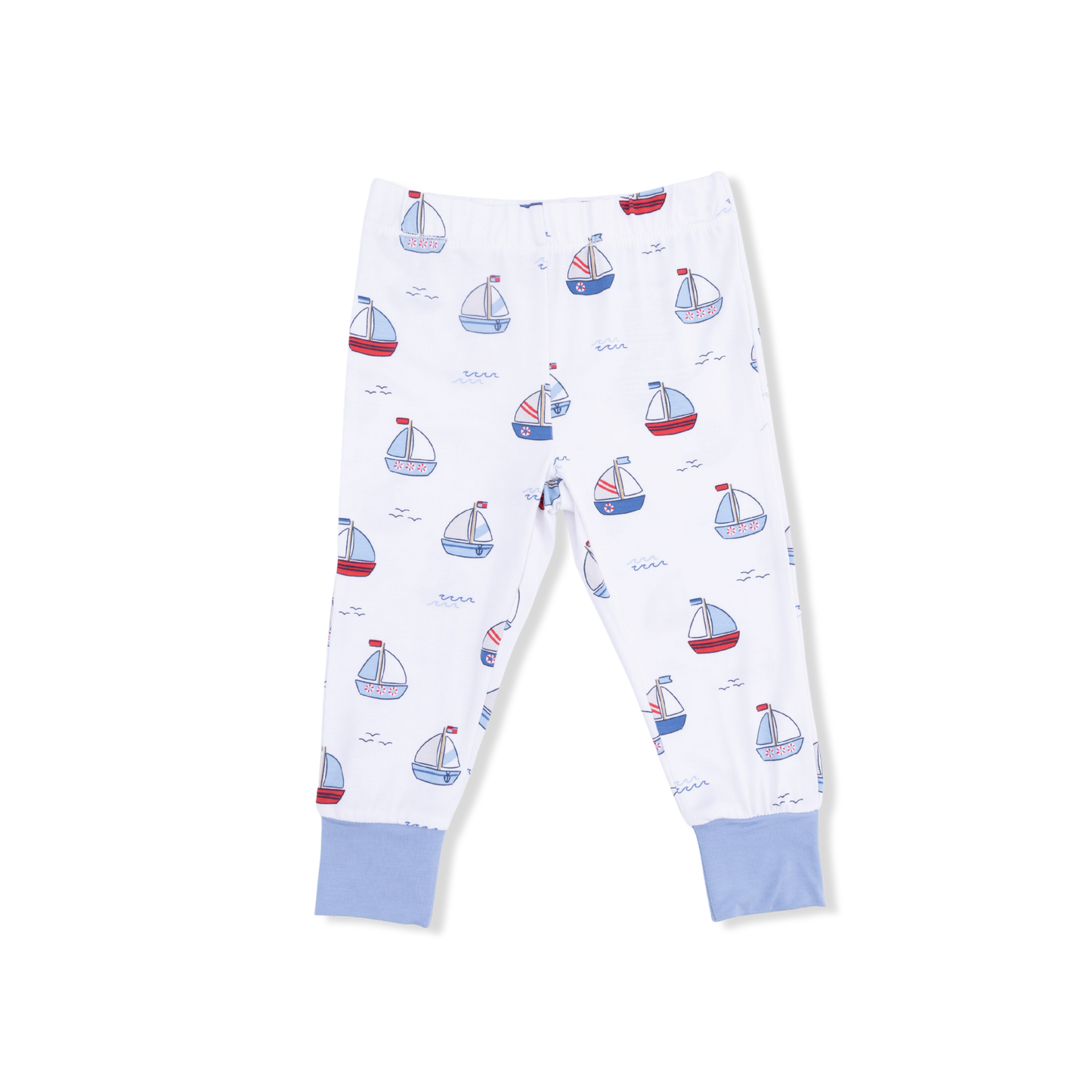 Bubbly Sailboats Blue - Short Sleeve Loungewear Set-Angel Dear