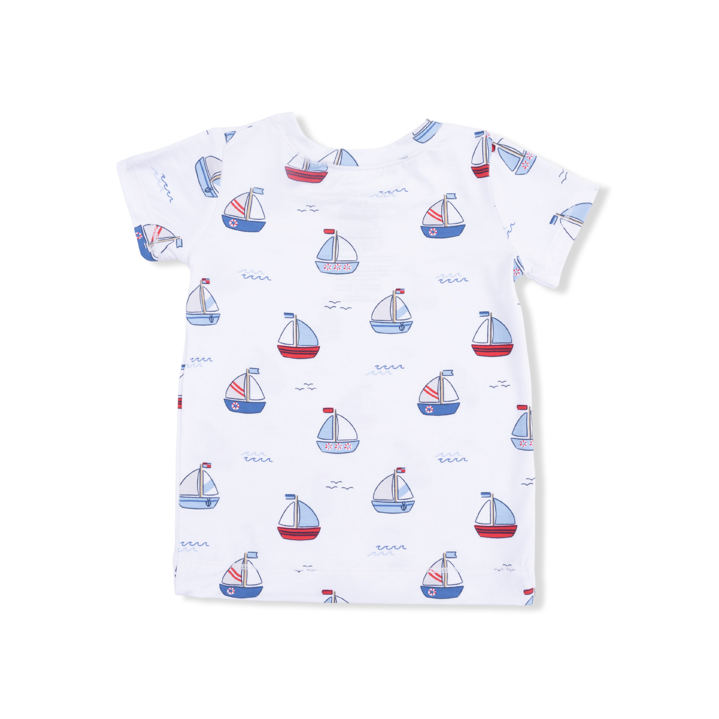Bubbly Sailboats Blue - Short Sleeve Loungewear Set-Angel Dear