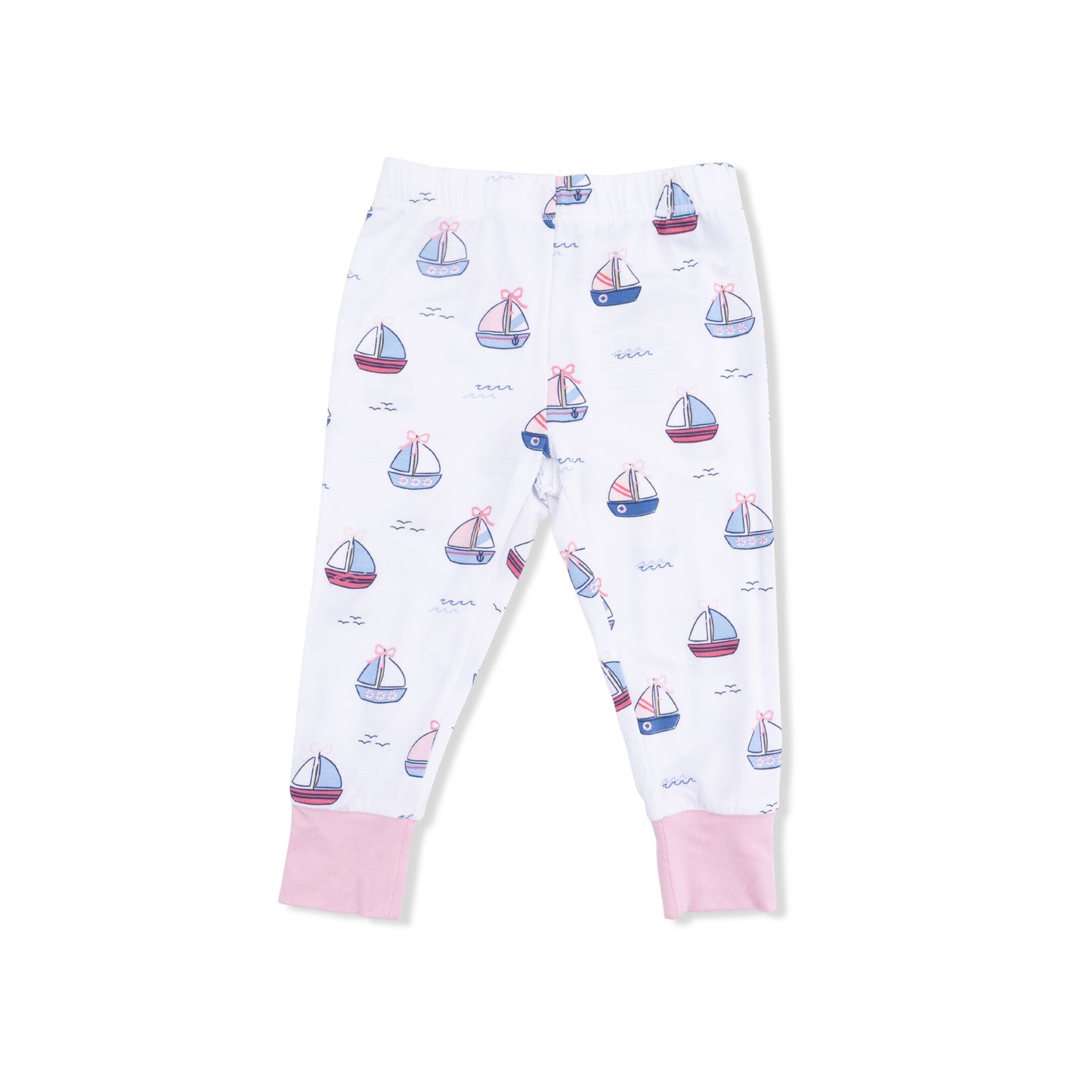Bubbly Sailboats Pink - Short Sleeve Loungewear Set-Angel Dear