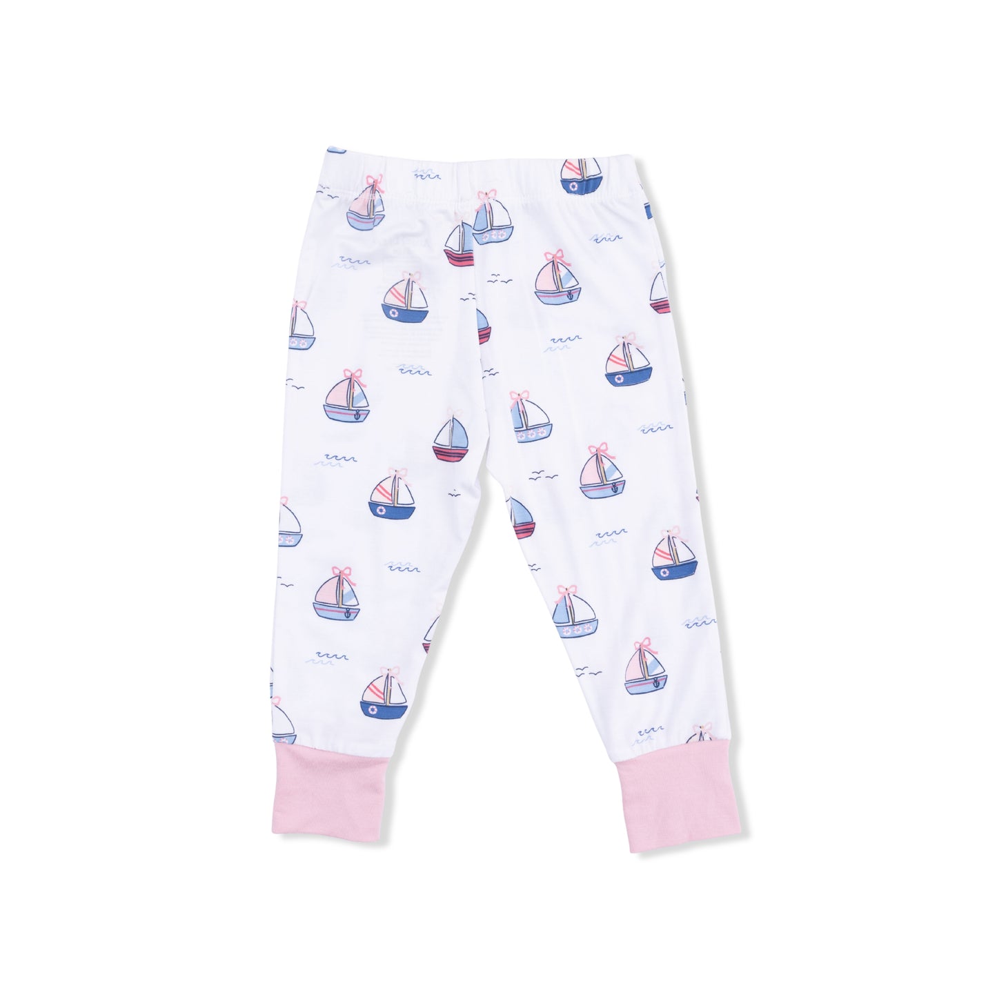 Bubbly Sailboats Pink - Short Sleeve Loungewear Set-Angel Dear
