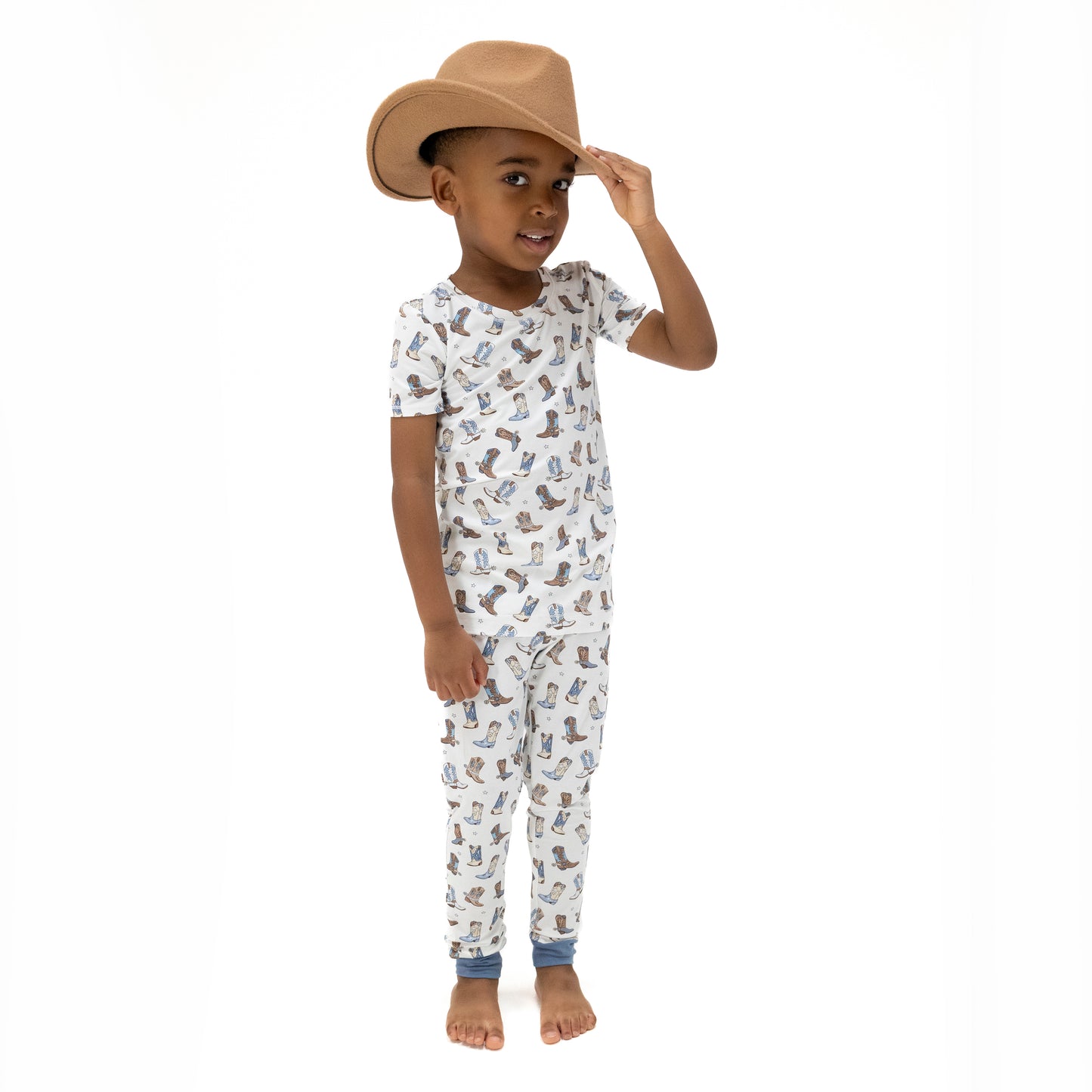 Cowboy Boots - Short Sleeve Loungewear Set-Angel Dear