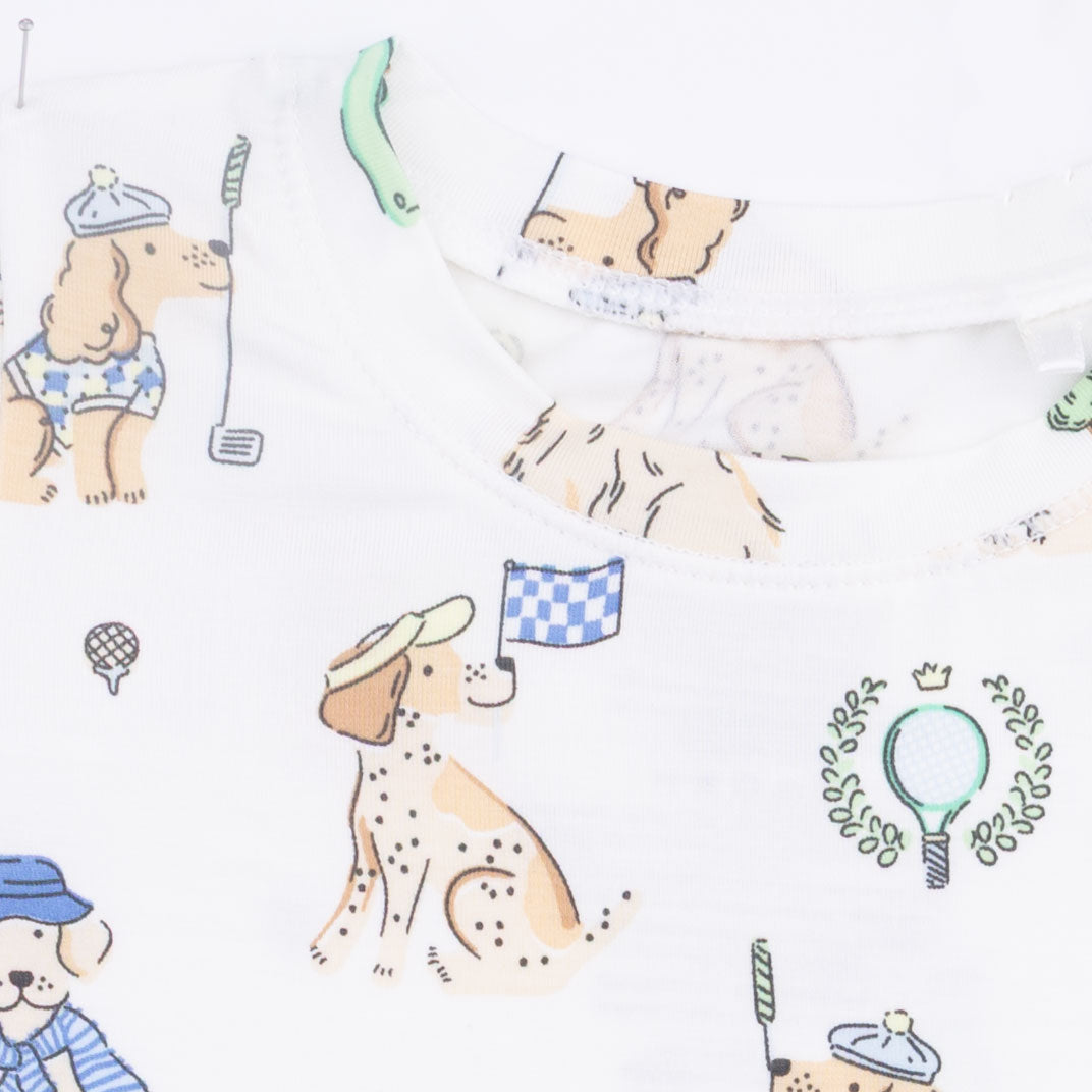 Country Club Dogs Neutral - Short Sleeve Loungewear Set-Angel Dear