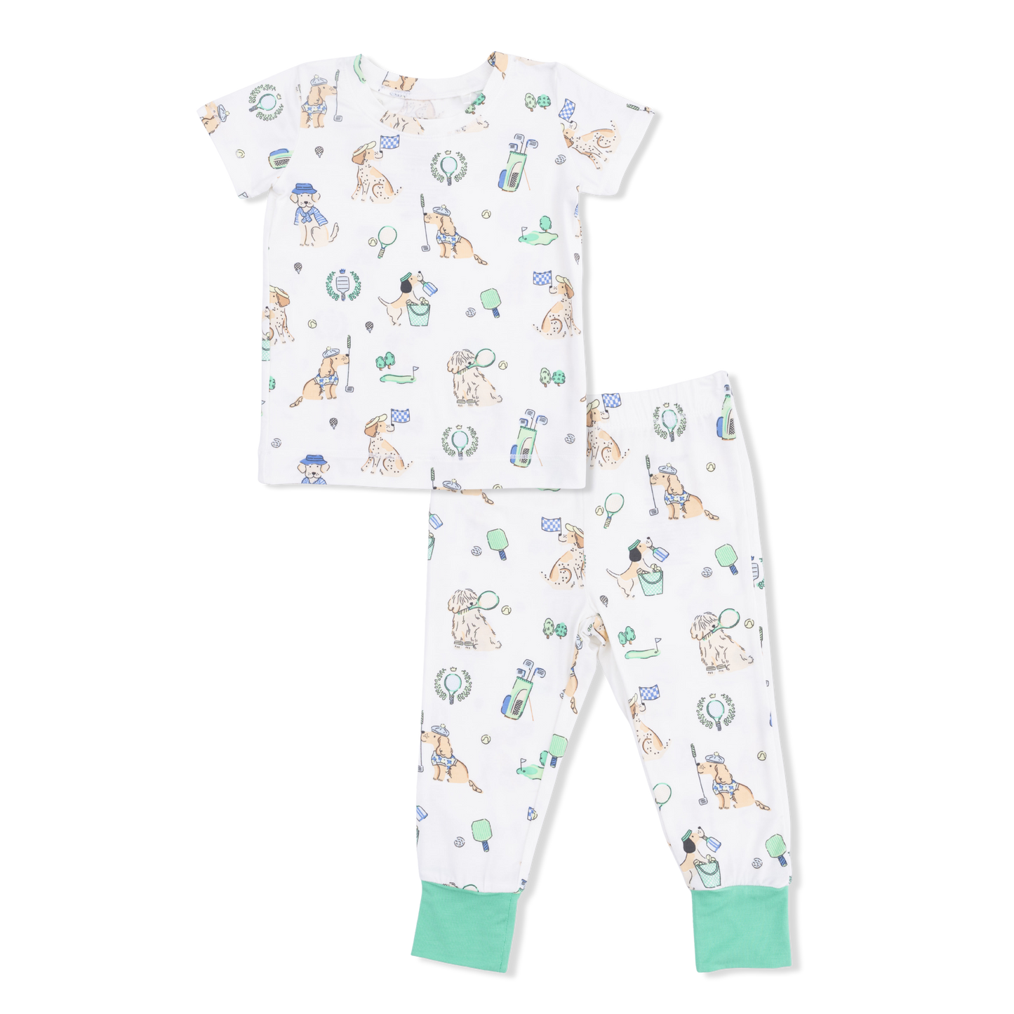 Country Club Dogs Neutral - Short Sleeve Loungewear Set-Angel Dear