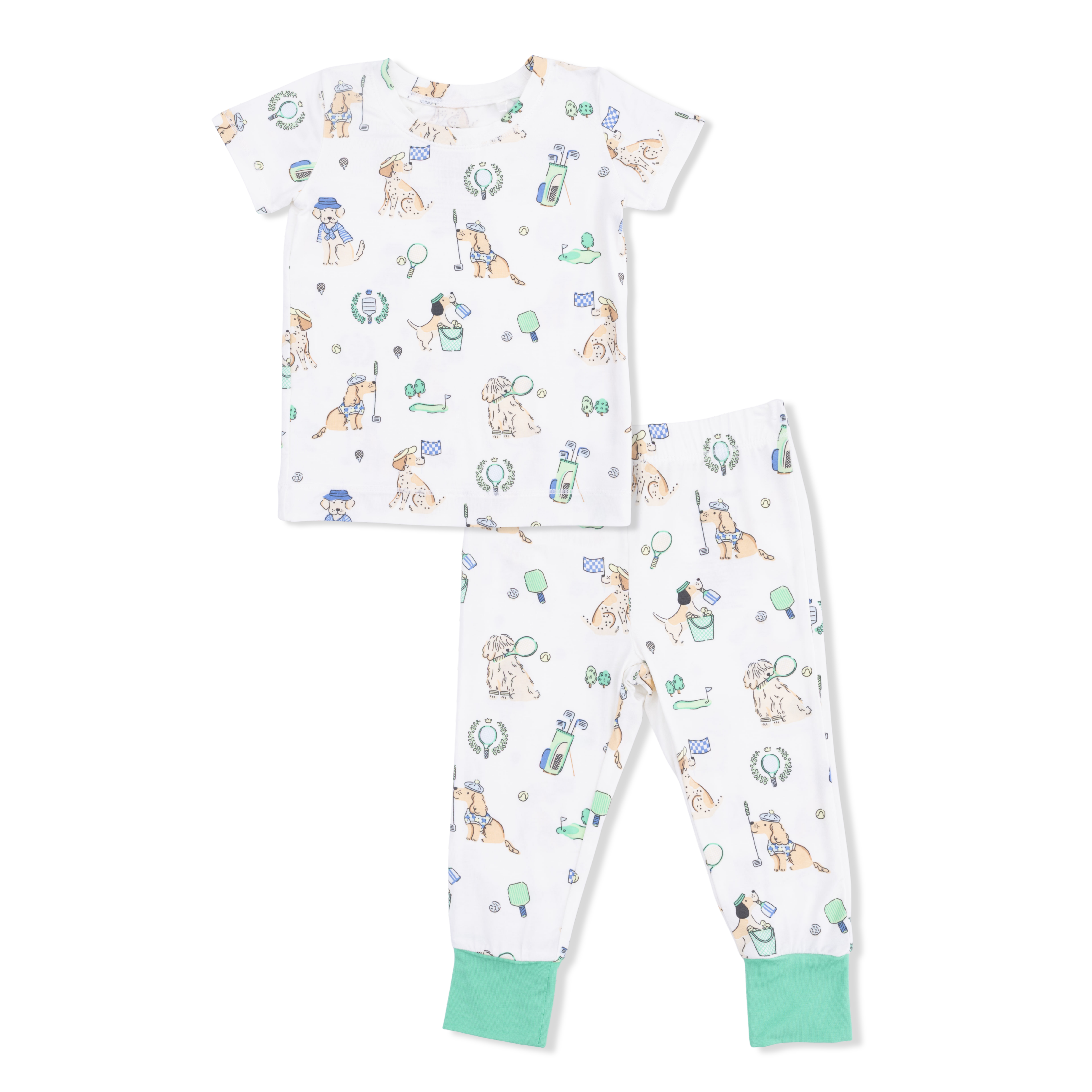 Country Club Dogs Neutral - Short Sleeve Loungewear Set-Angel Dear