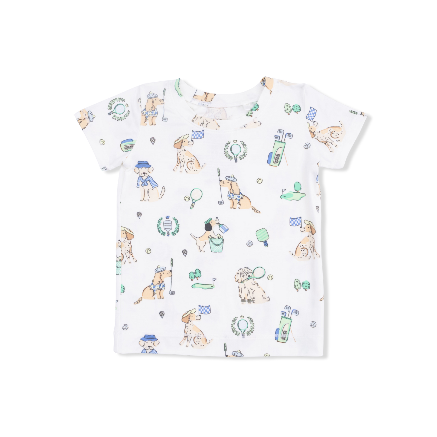 Country Club Dogs Neutral - Short Sleeve Loungewear Set-Angel Dear