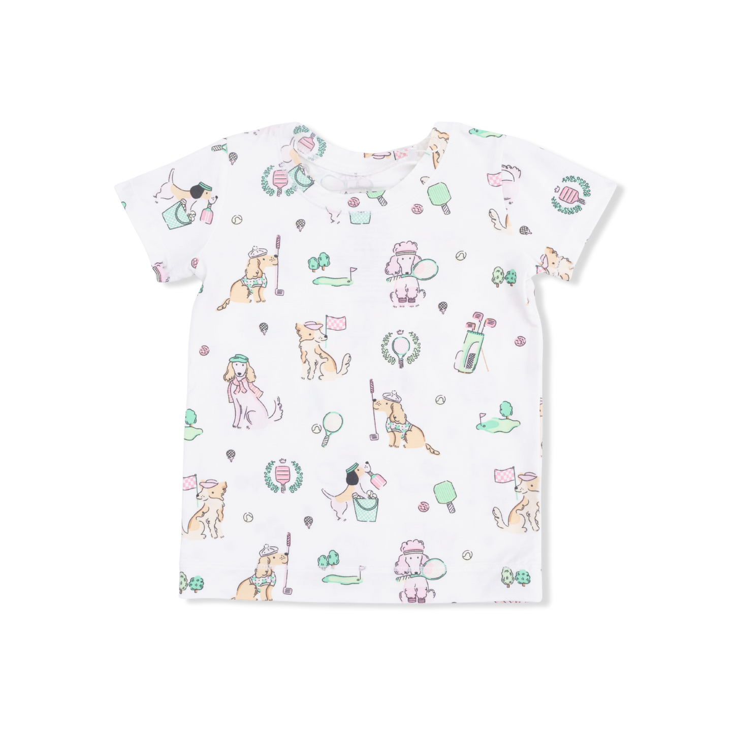 Country Club Dogs Pink - Short Sleeve Loungewear Set-Angel Dear