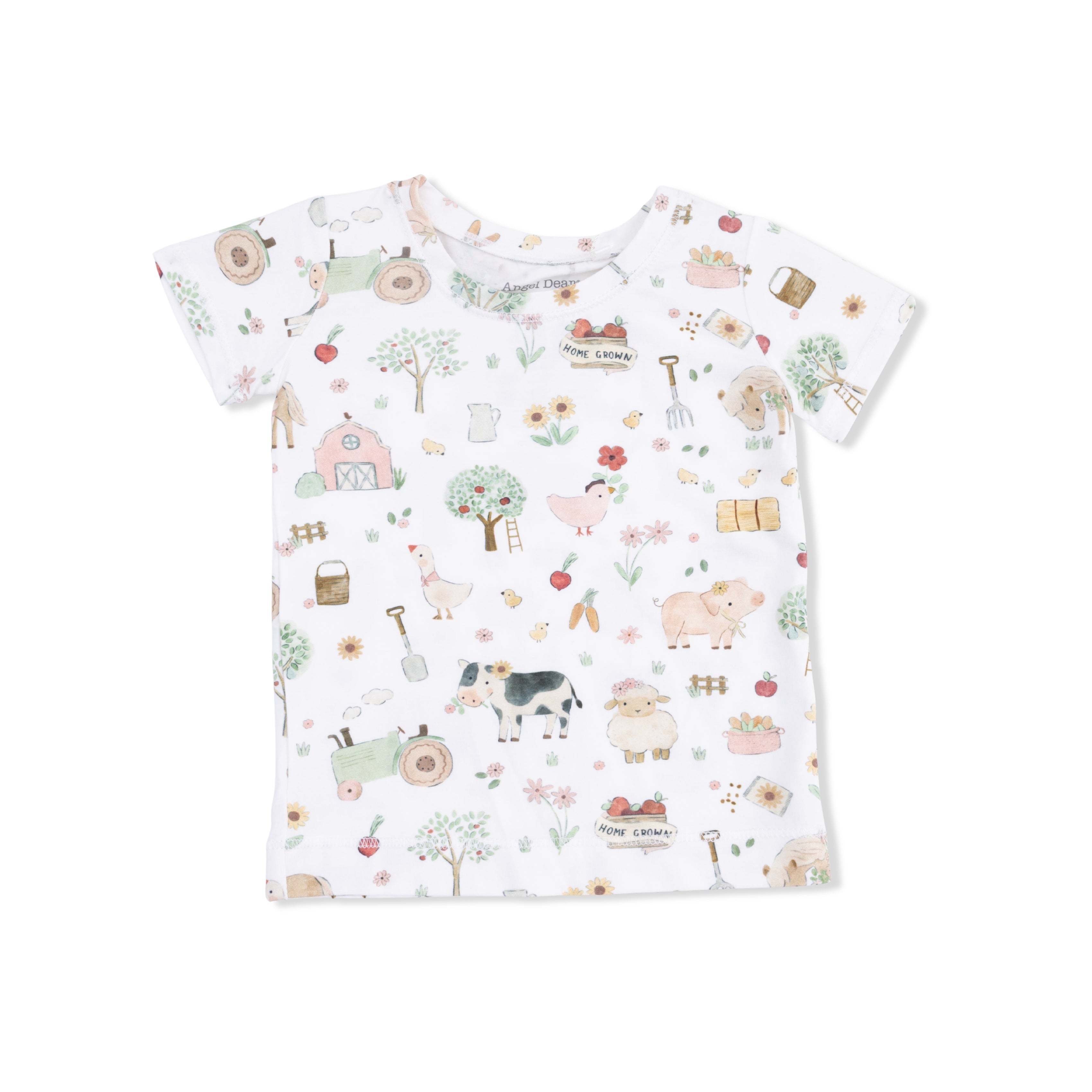 Cute Farm Animals Pink - Short Sleeve Loungewear Set-Angel Dear