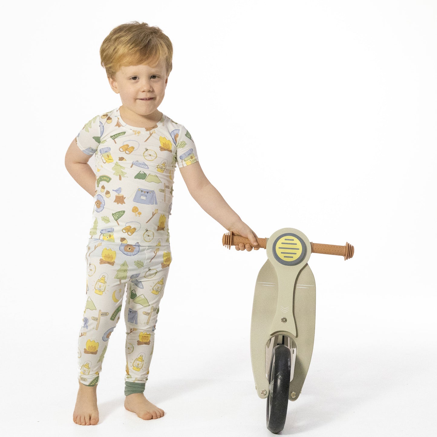 Camping Blue - Short Sleeve Loungewear Set-Angel Dear