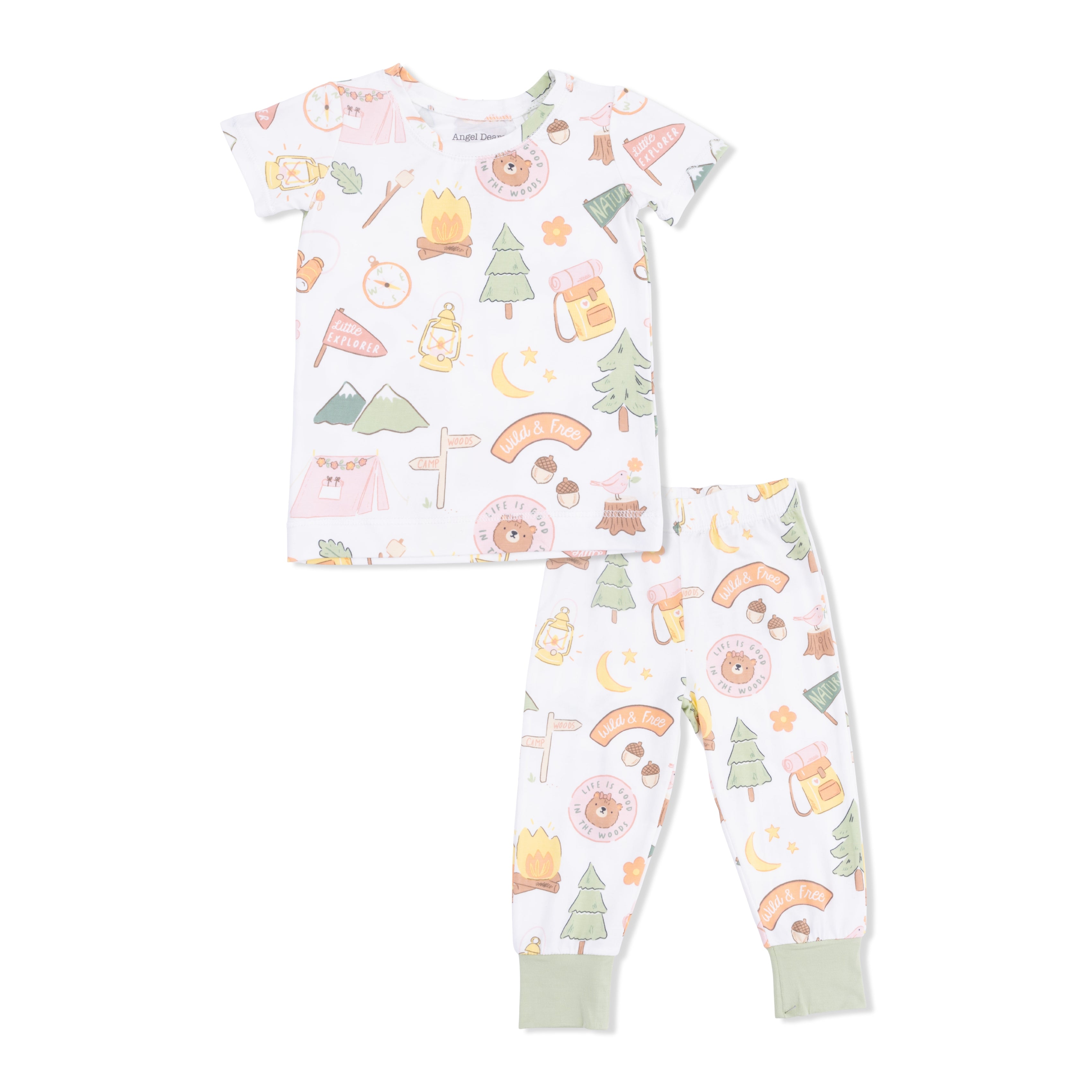 Camping Pink - Short Sleeve Loungewear Set-Angel Dear