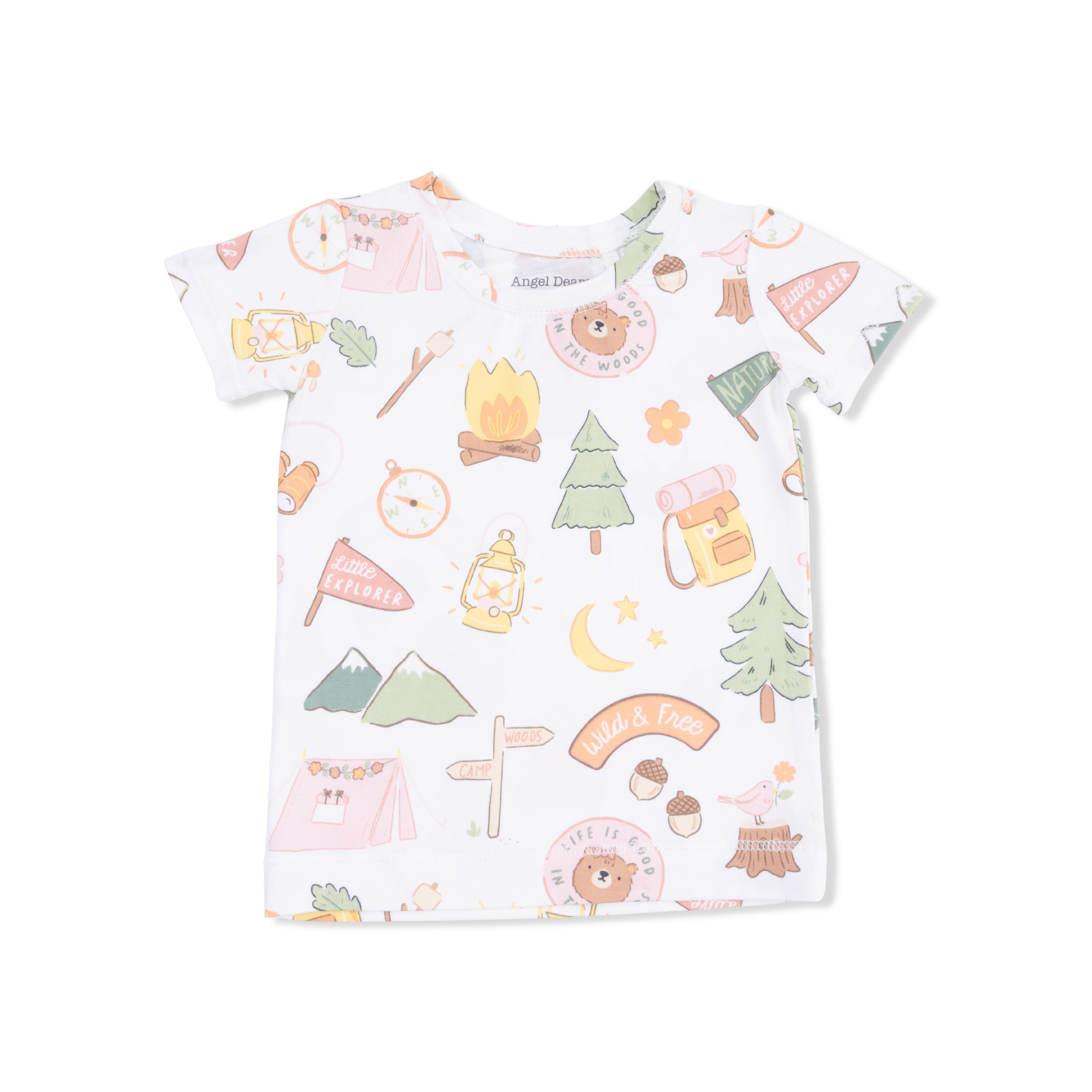 Camping Pink - Short Sleeve Loungewear Set-Angel Dear
