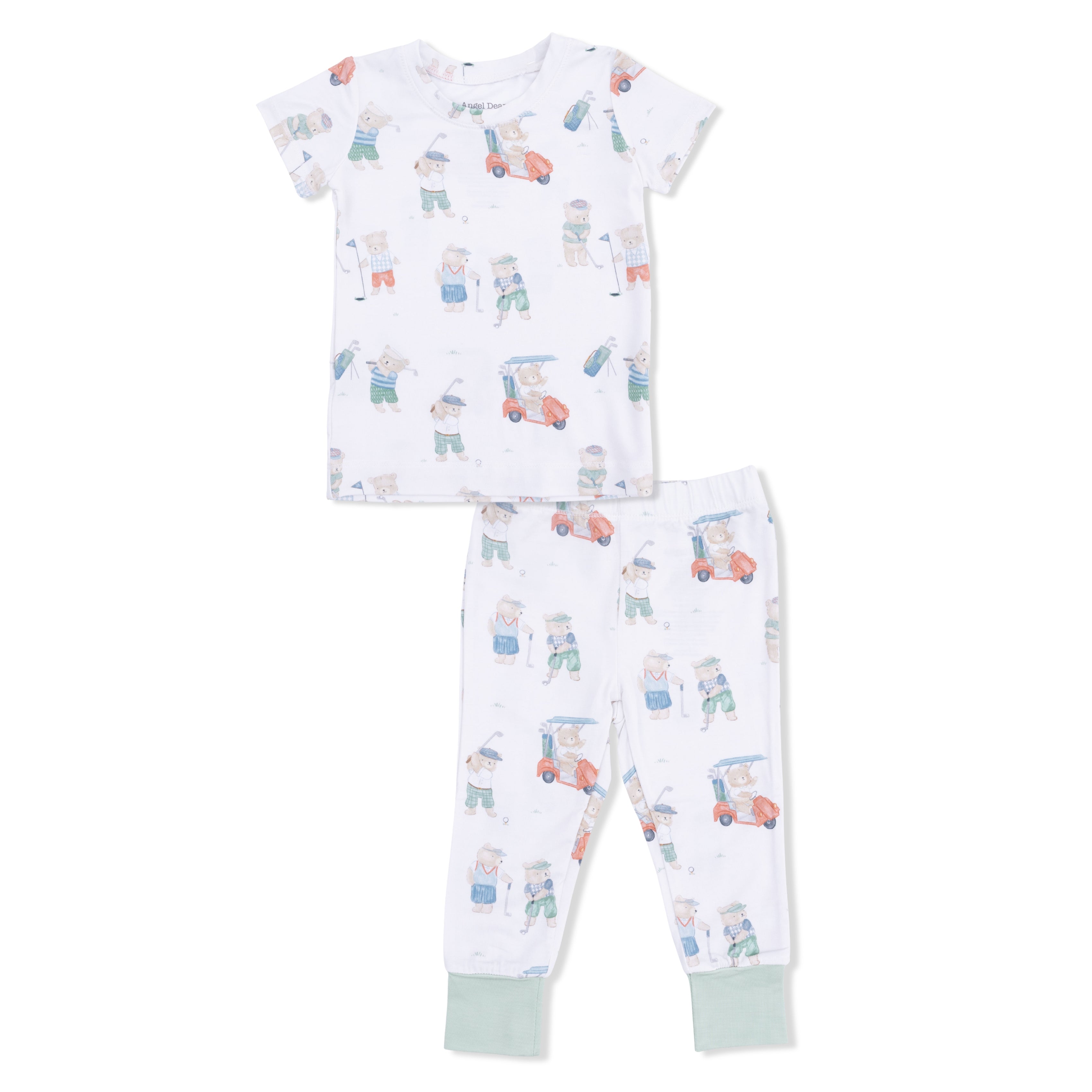 Golfing Teddy Bears - Short Sleeve Loungewear Set-Angel Dear
