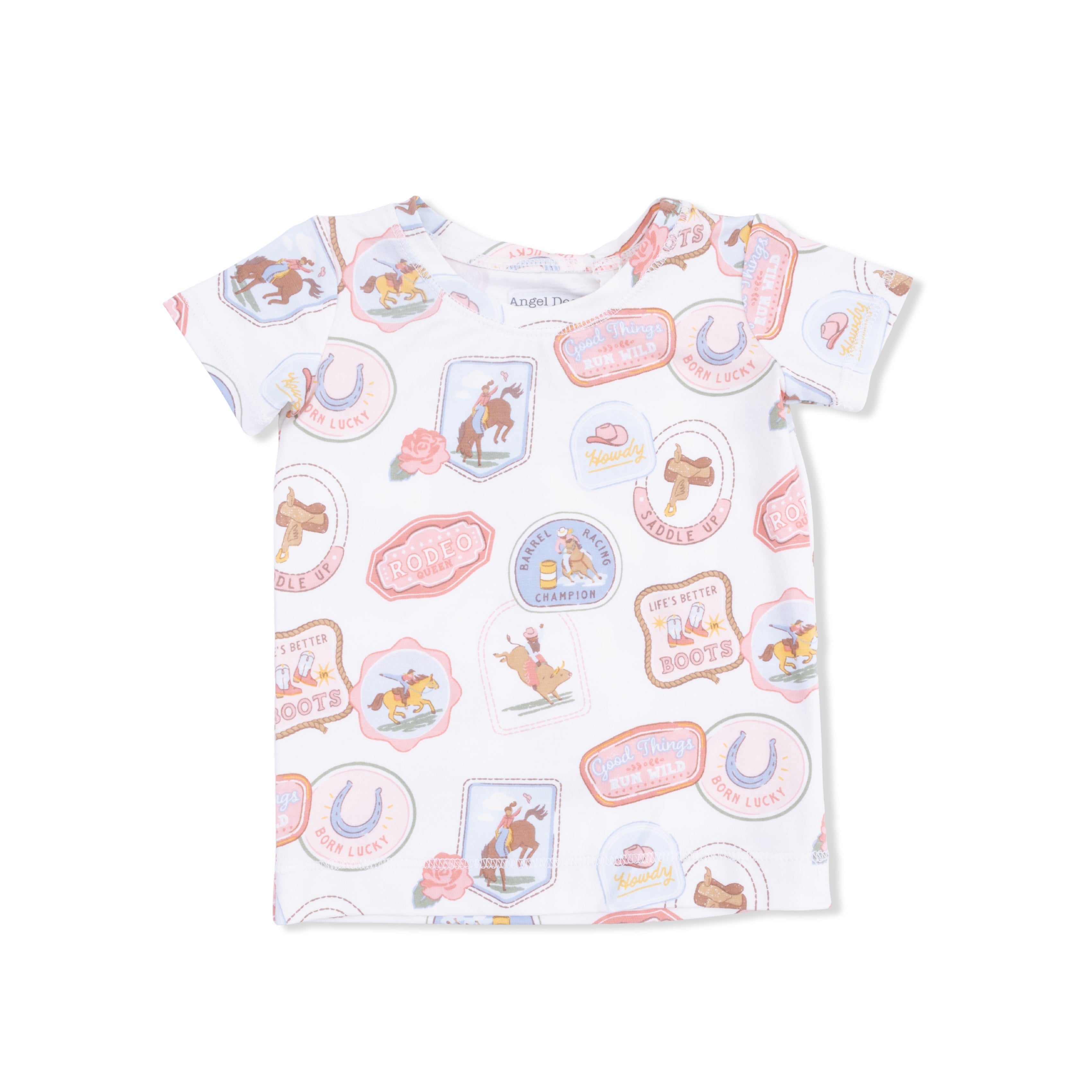 Rodeo Patches Pink - Short Sleeve Loungewear Set-Angel Dear