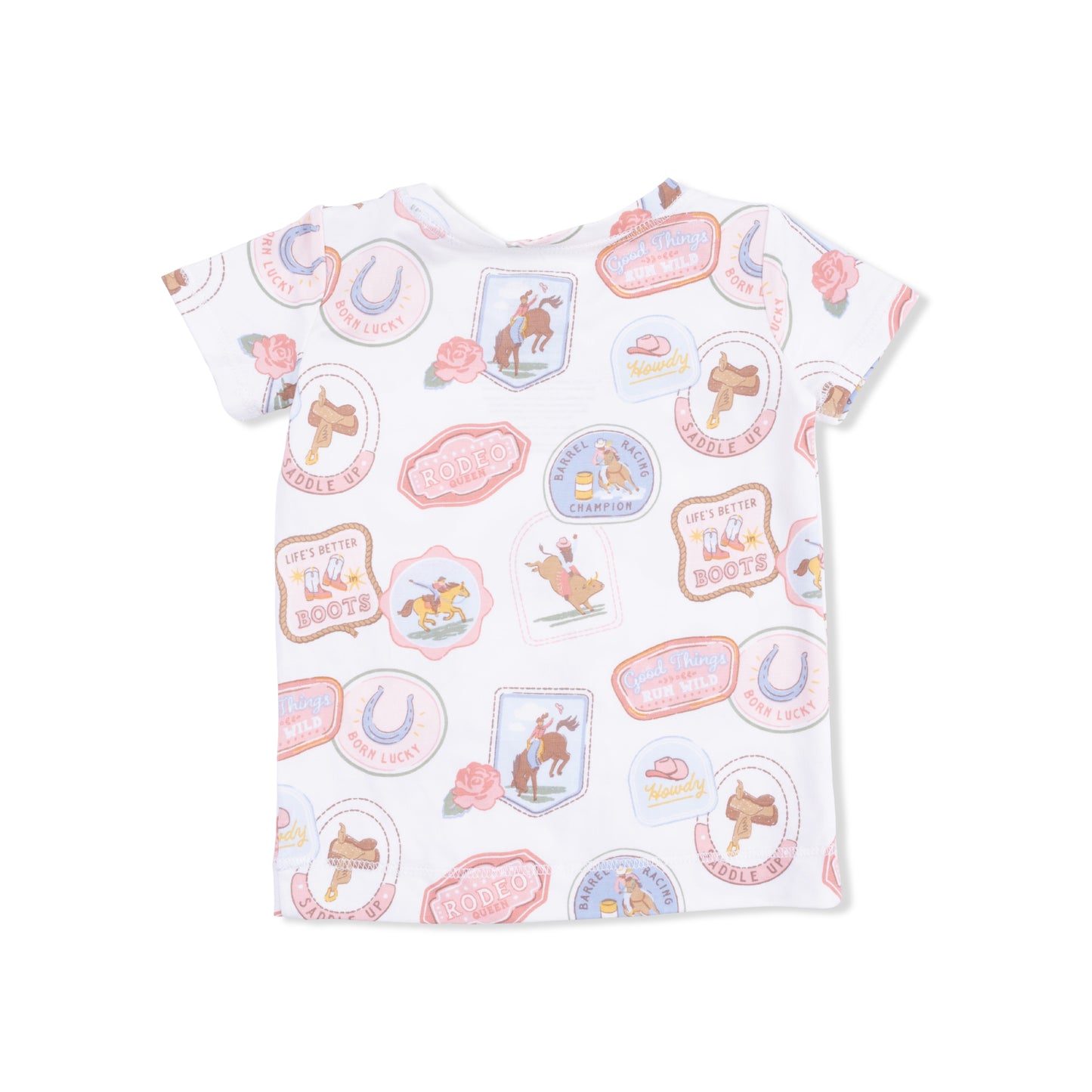 Rodeo Patches Pink - Short Sleeve Loungewear Set-Angel Dear