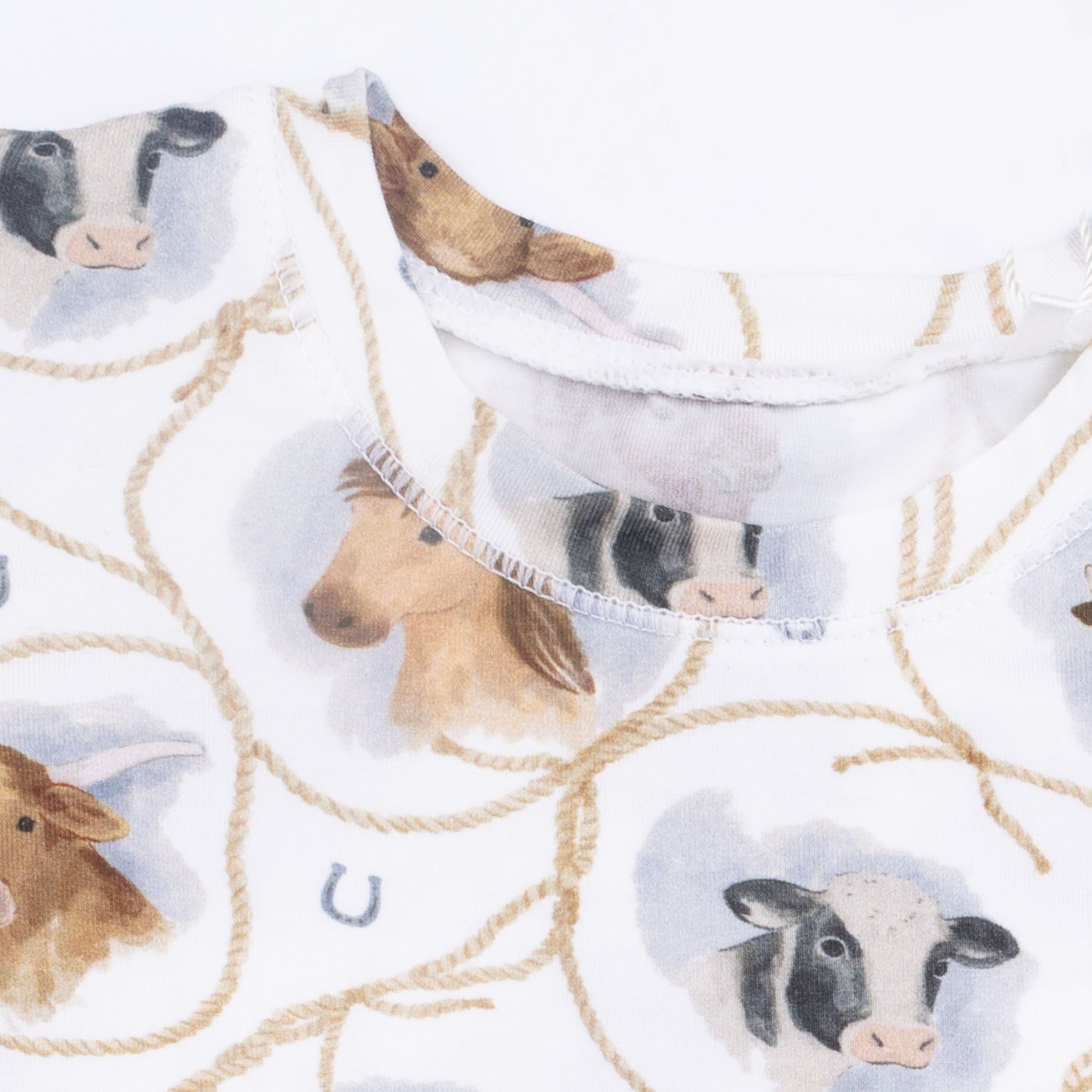 Farm Animals Rope Cameos Uni - Short Sleeve Loungewear Set