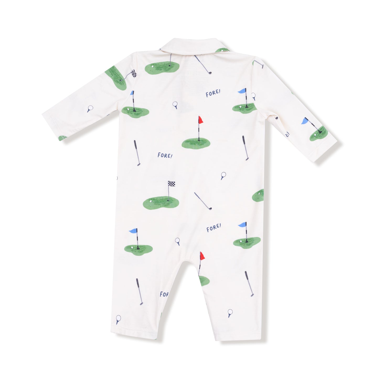 Polo Romper in our  All Fore Golf print from Angel Dear