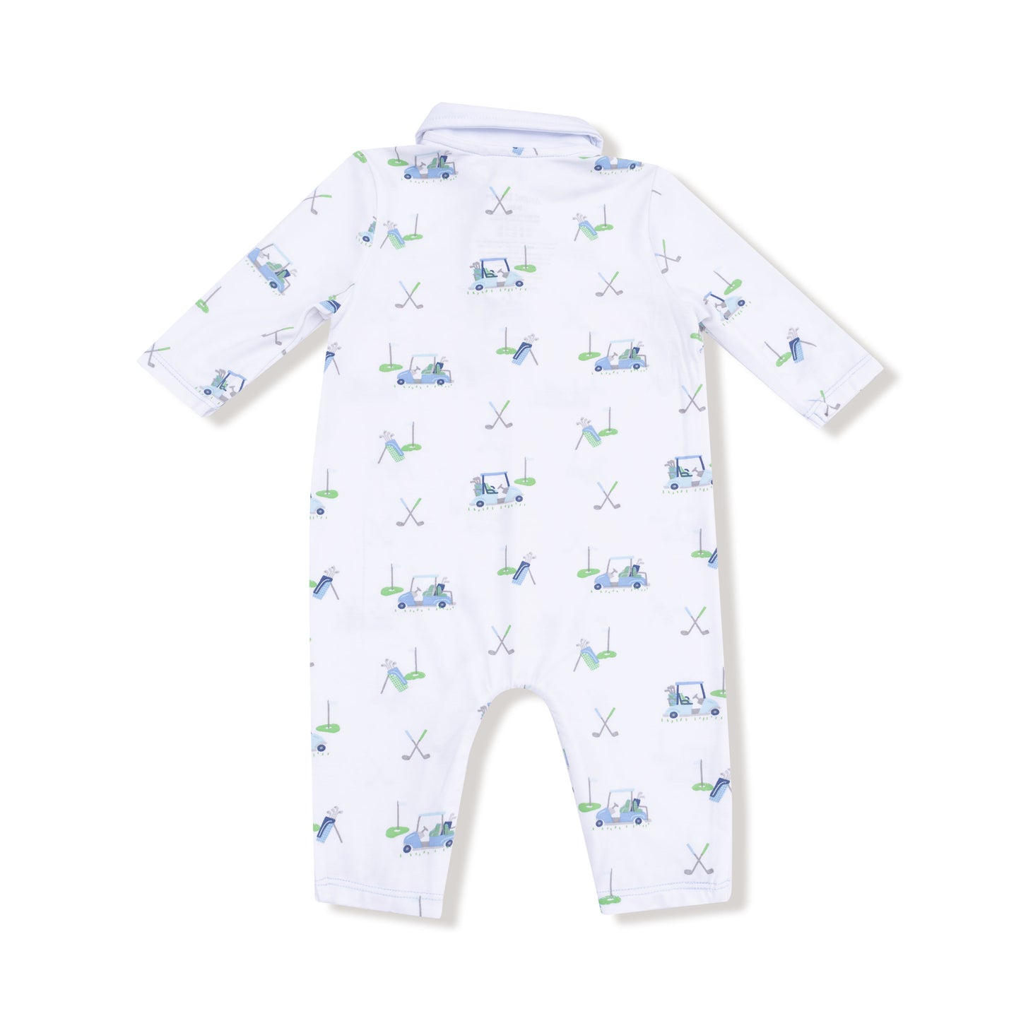 Polo Romper in our  Baby Golf Carts - Blue print from Angel Dear