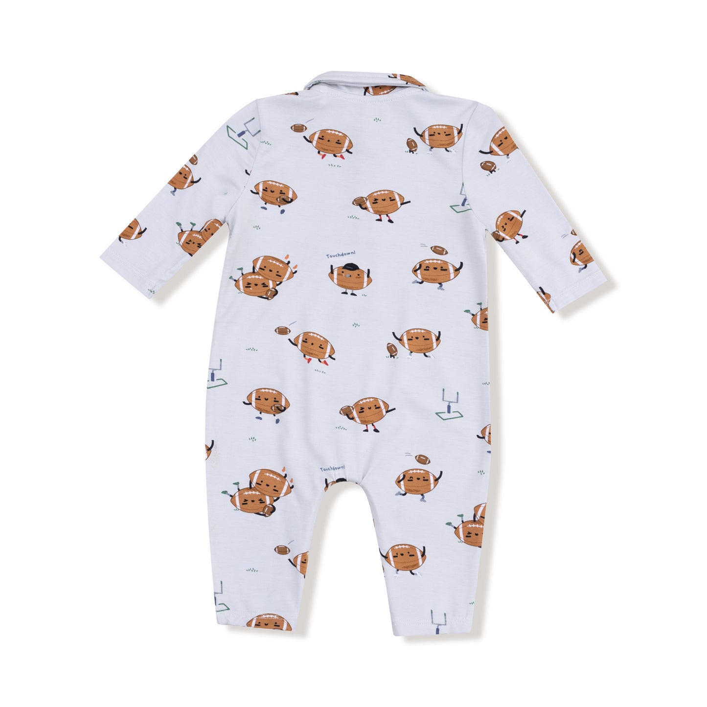Polo Romper in our  Footballs Playing Football print from Angel Dear