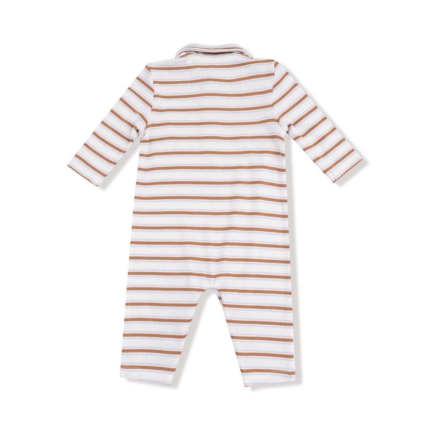 Polo Romper in our  Vintage Stripe - Brown print from Angel Dear