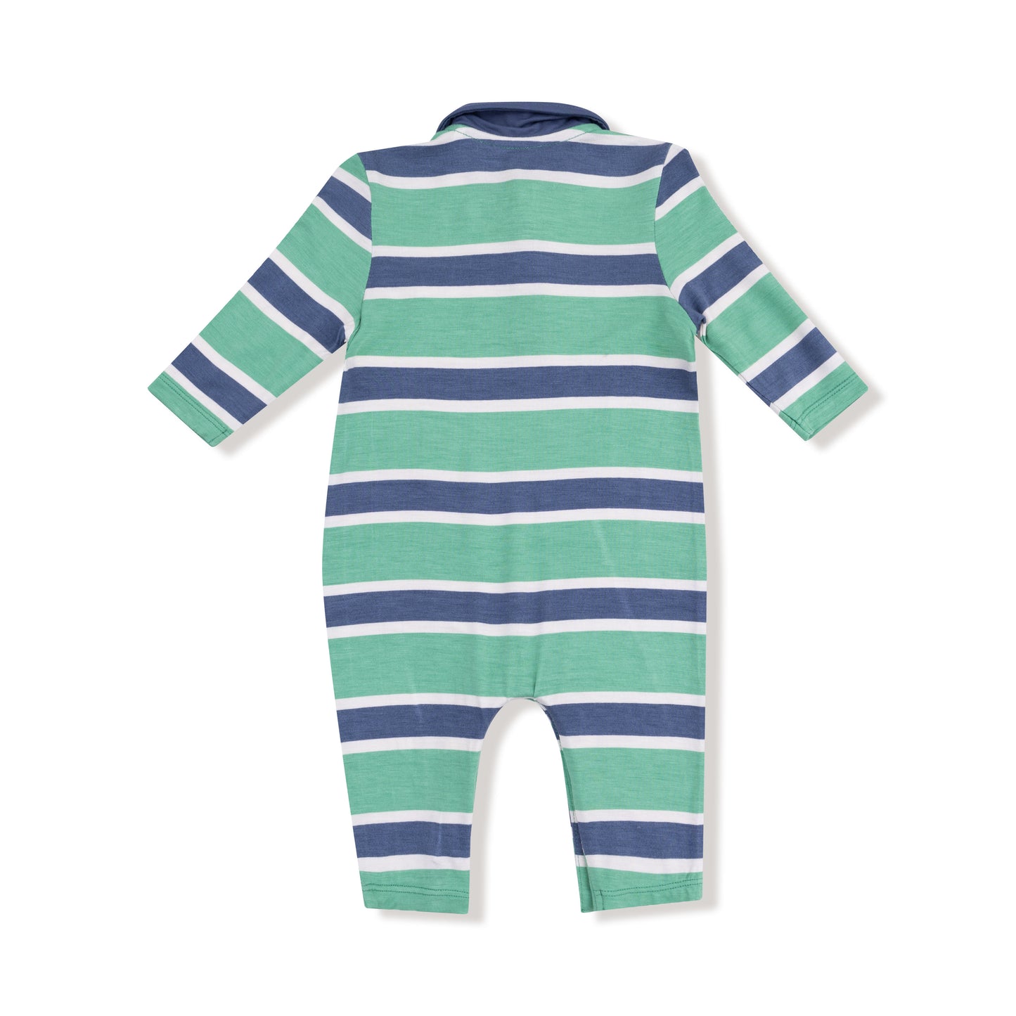 Polo Romper in our  Rugby Stripe print from Angel Dear