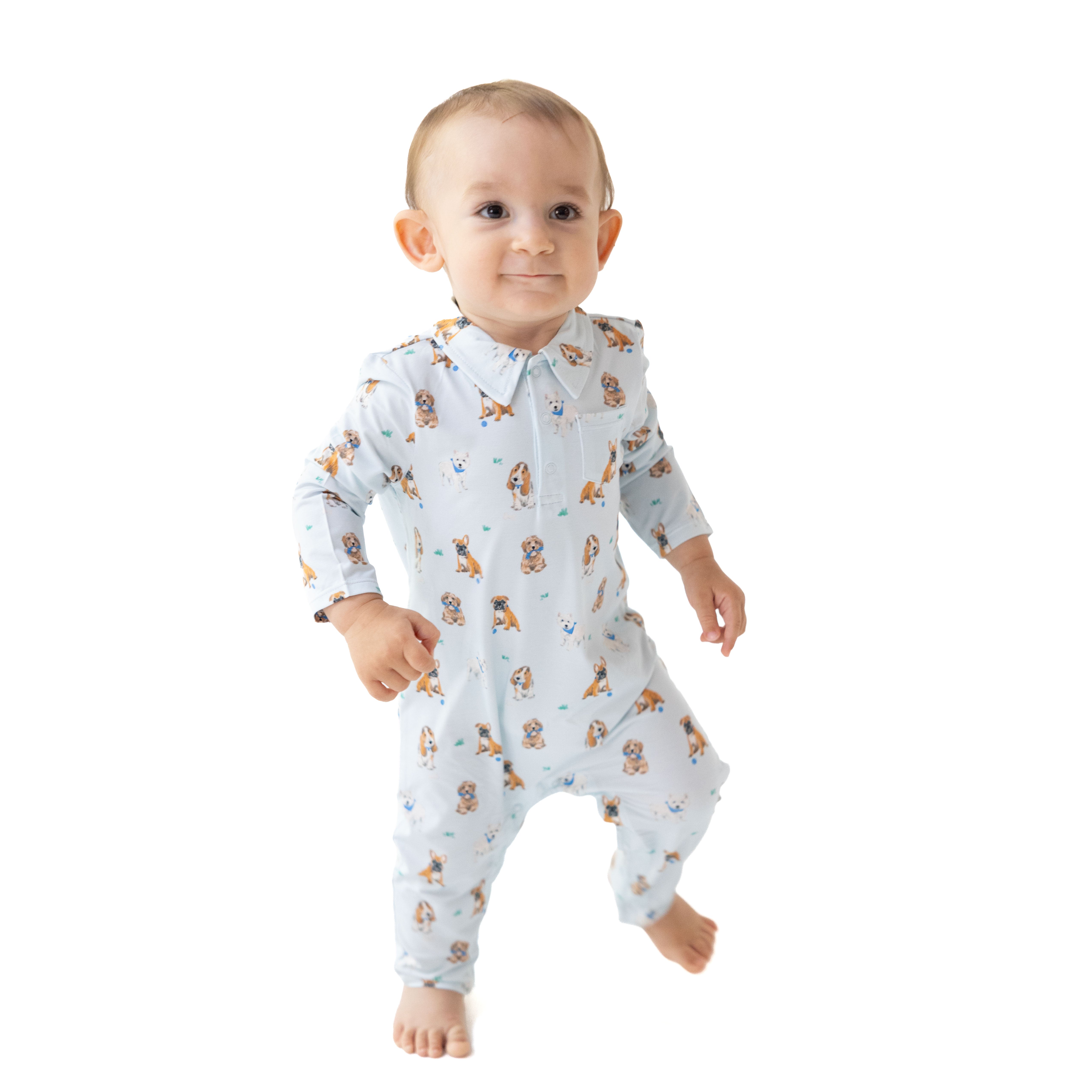 Bestie Dogs Blue - Polo Romper