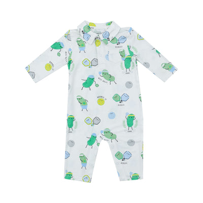 Polo Romper - Pickleball Blue-Angel Dear