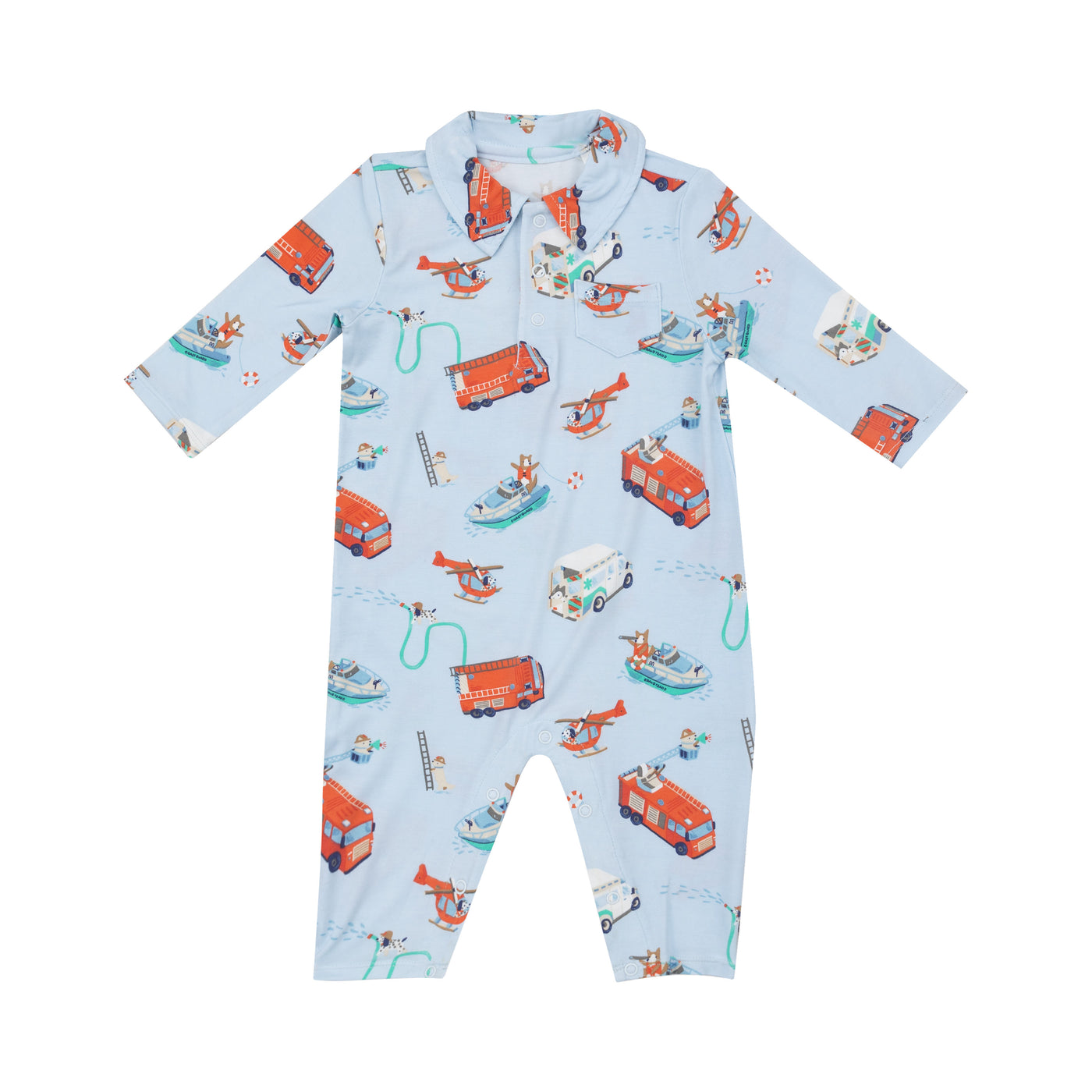 Polo Romper - Rescue Vehicle Dogs-Angel Dear