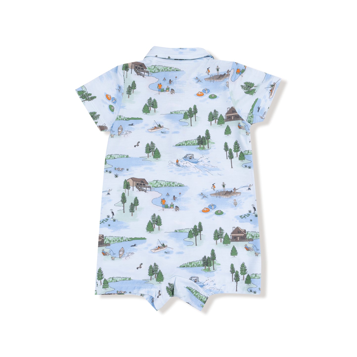 Polo Shortie in our  Lake Life print from Angel Dear
