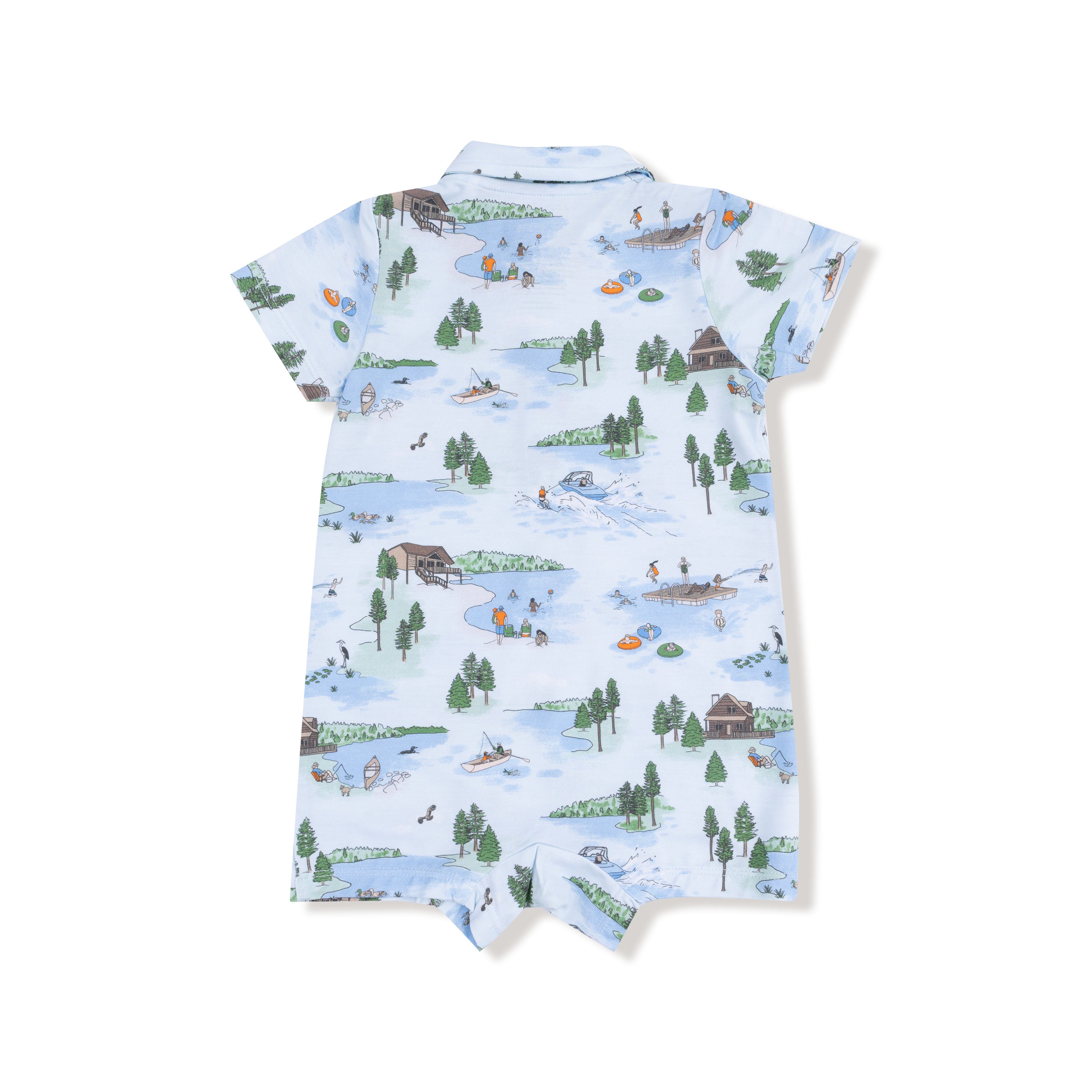 Polo Shortie in our  Lake Life print from Angel Dear