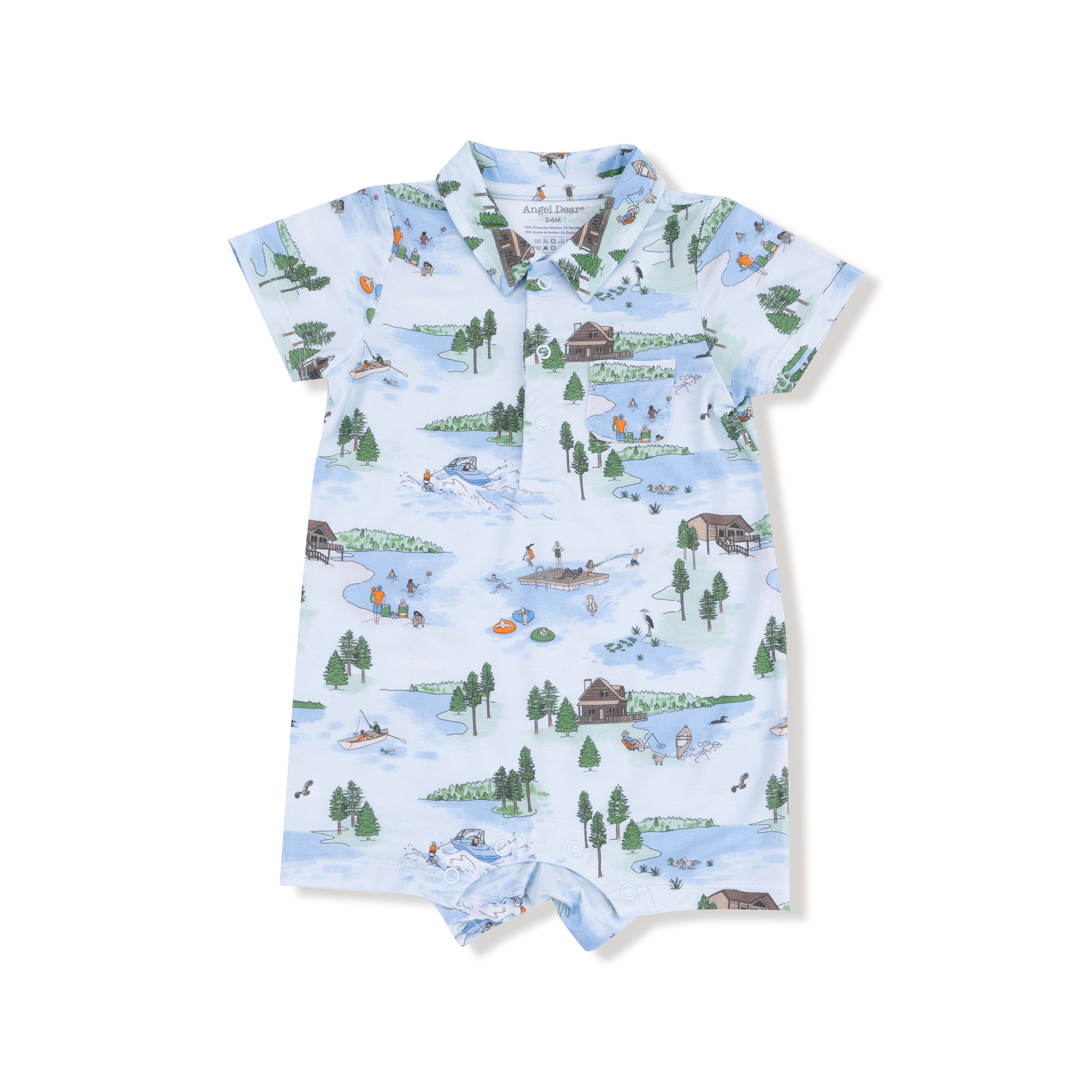 Polo Shortie in our  Lake Life print from Angel Dear