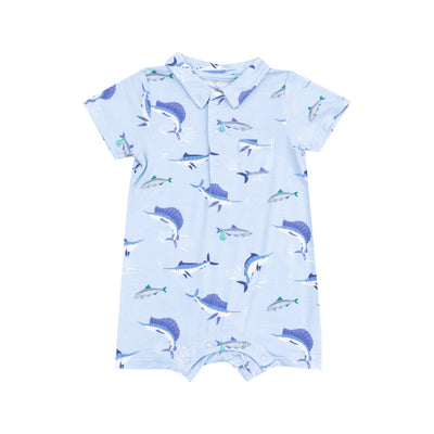 Polo Shortie - Deep Sea Fishing Blue