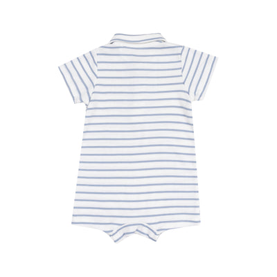 Polo Shortie - French Stripe Dusty Blue