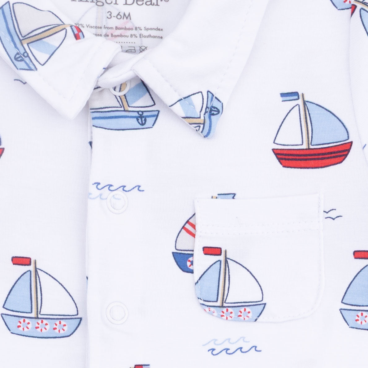 Bubbly Sailboats Blue - Polo Shortie-Angel Dear