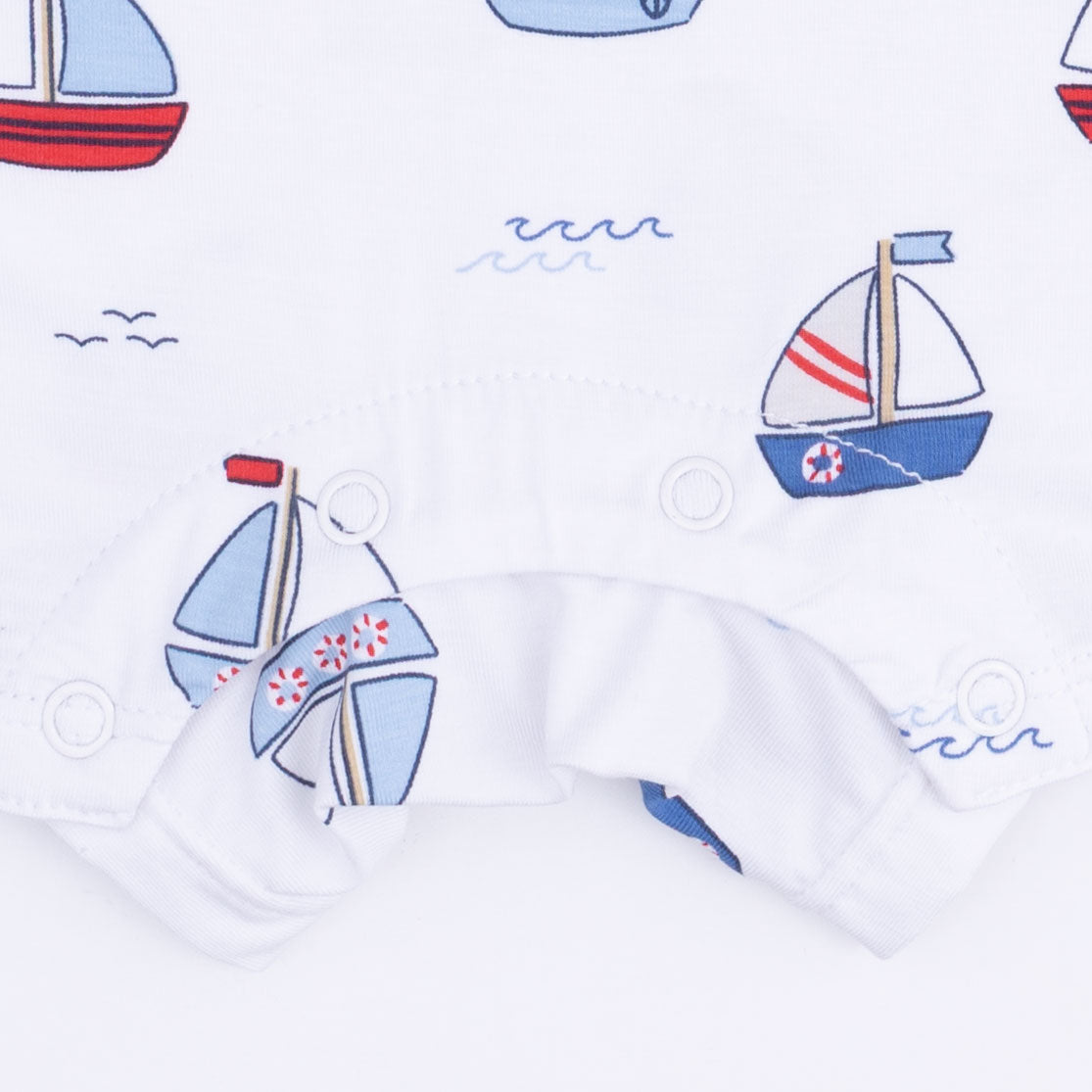 Bubbly Sailboats Blue - Polo Shortie-Angel Dear