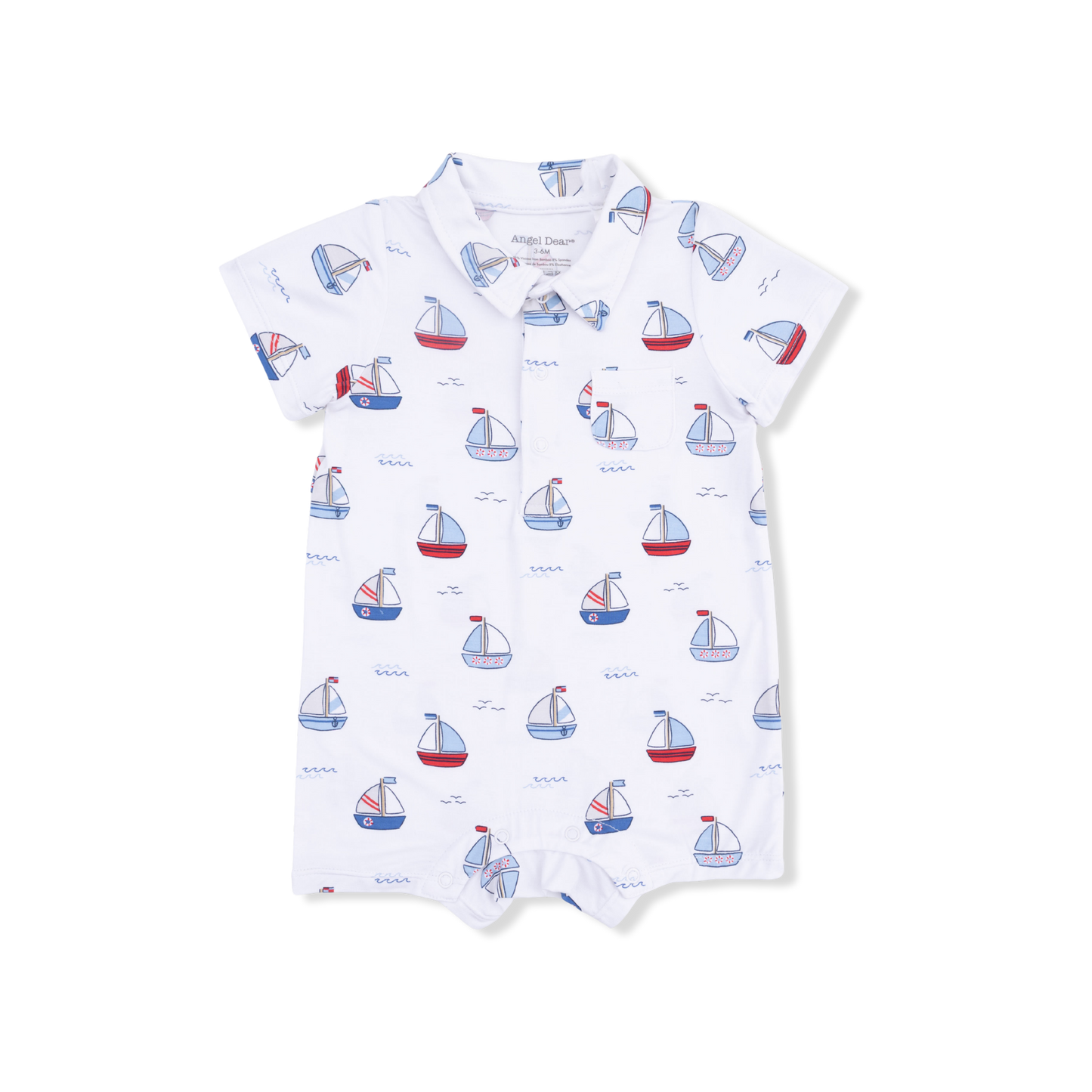 Bubbly Sailboats Blue - Polo Shortie-Angel Dear