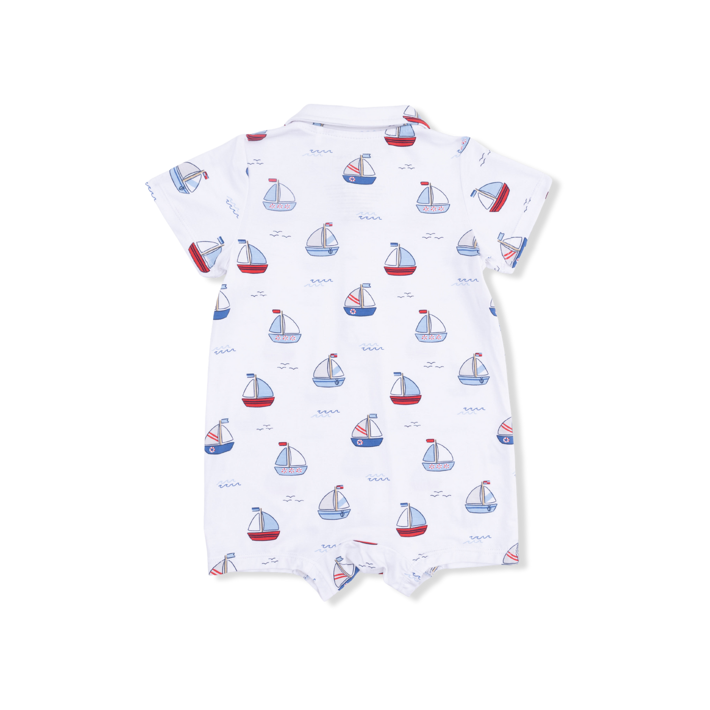 Bubbly Sailboats Blue - Polo Shortie-Angel Dear