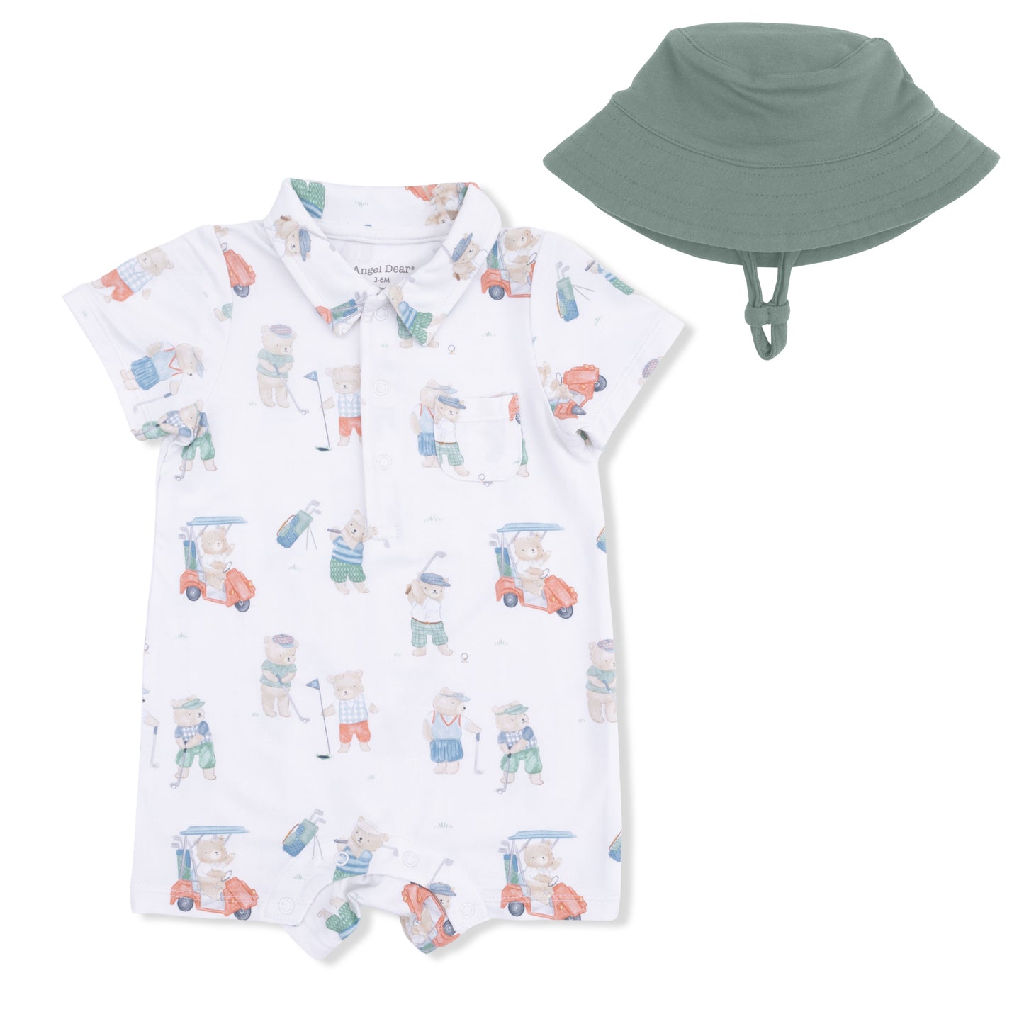 Golfing Teddy Bears - Polo Shortie with  Bucket hat-Angel Dear