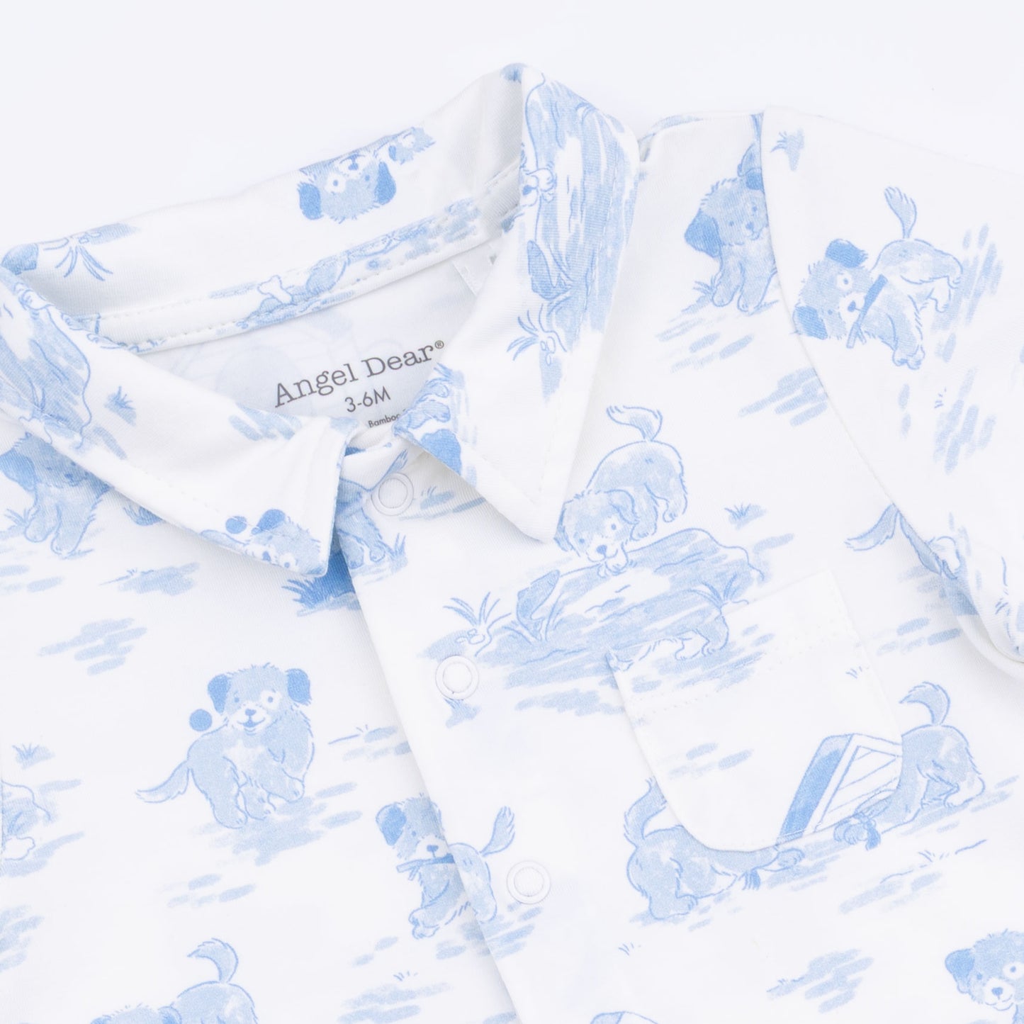 Puppy Toile Blue - Polo Shortie-Angel Dear