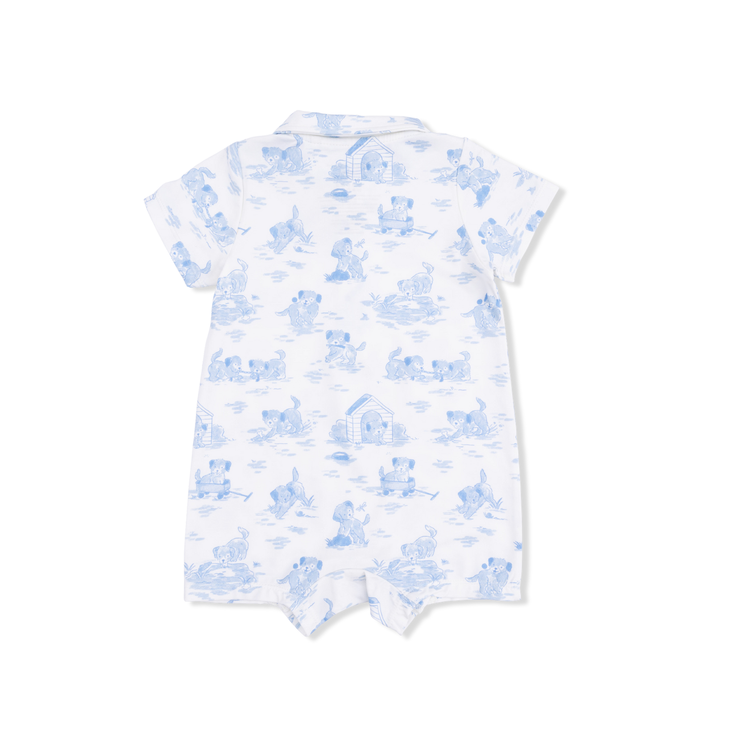 Puppy Toile Blue - Polo Shortie-Angel Dear
