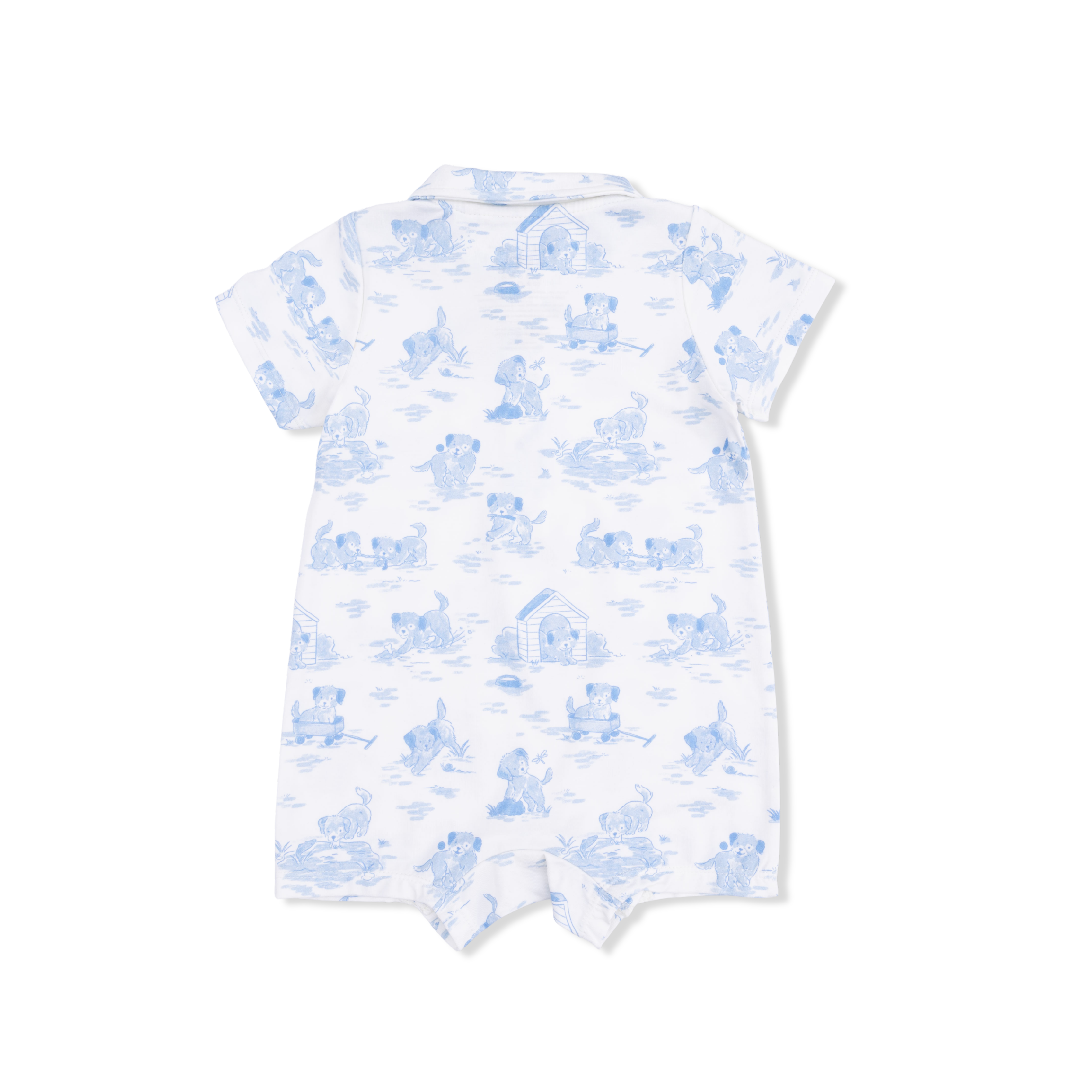 Puppy Toile Blue - Polo Shortie-Angel Dear