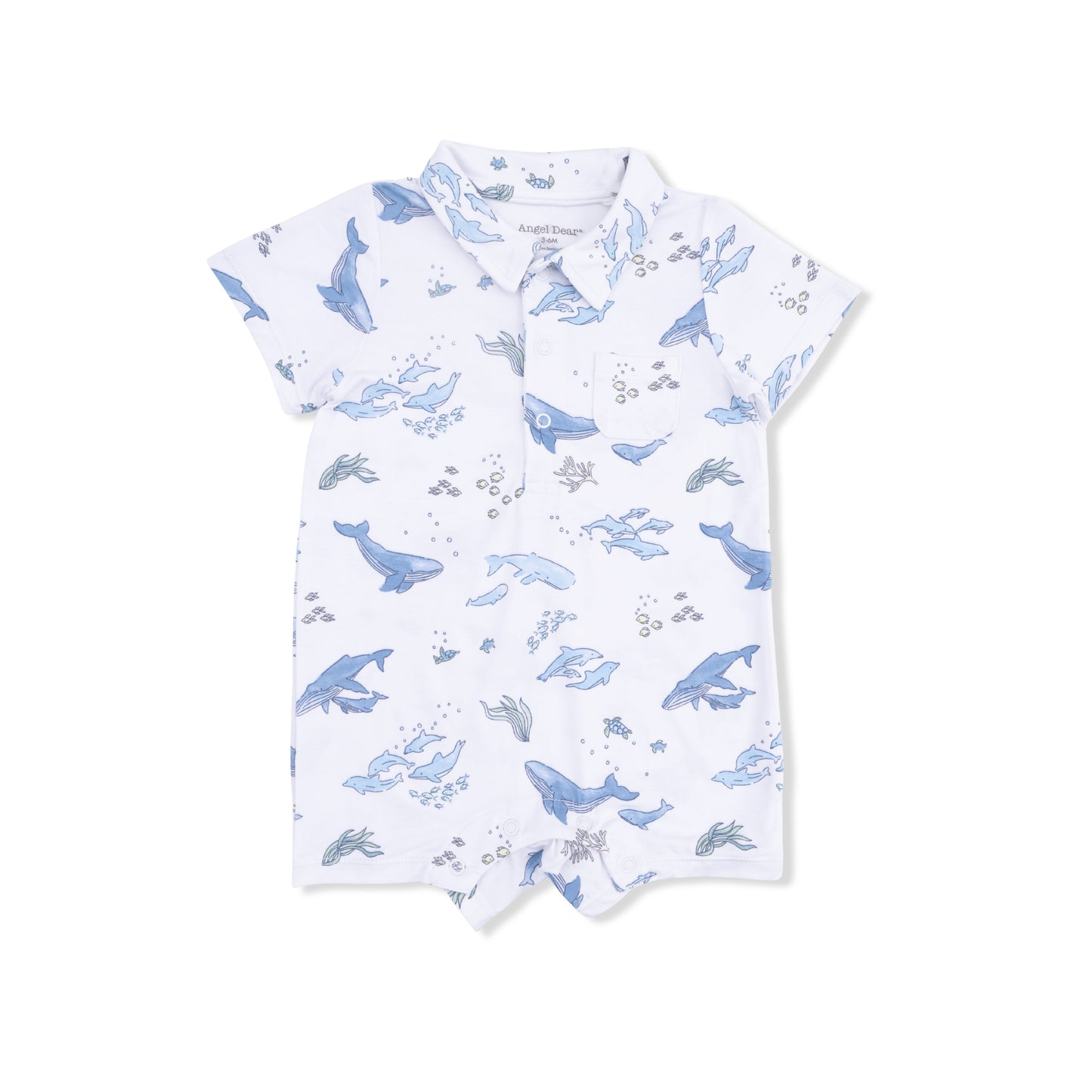 Watercolor Blue Whales - Polo Shortie-Angel Dear
