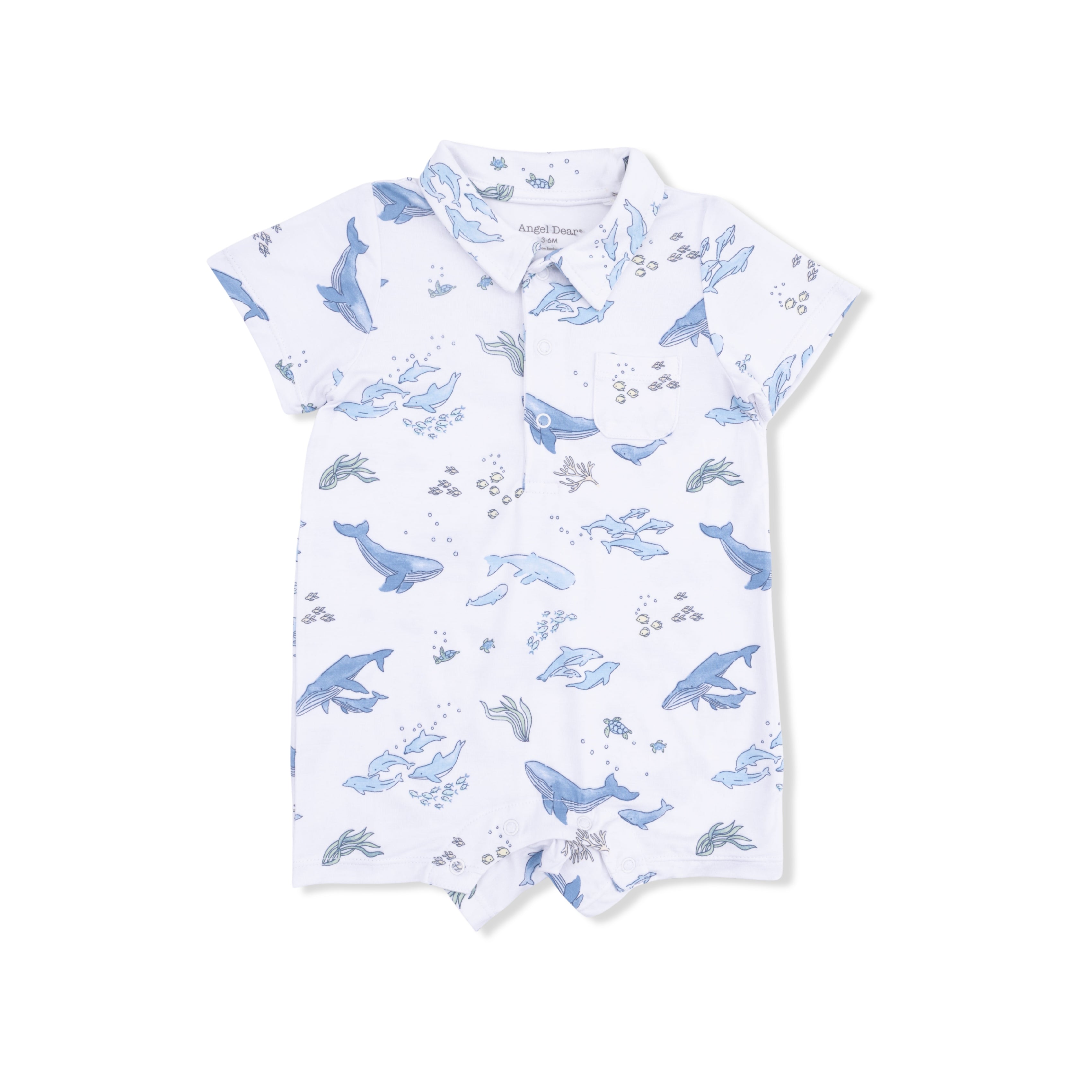 Watercolor Blue Whales - Polo Shortie-Angel Dear