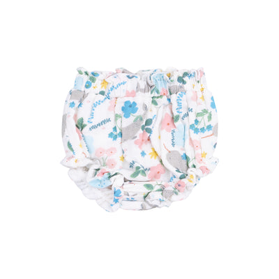 Pinafore & High Waisted Diaper Cover - Narwhal Floral