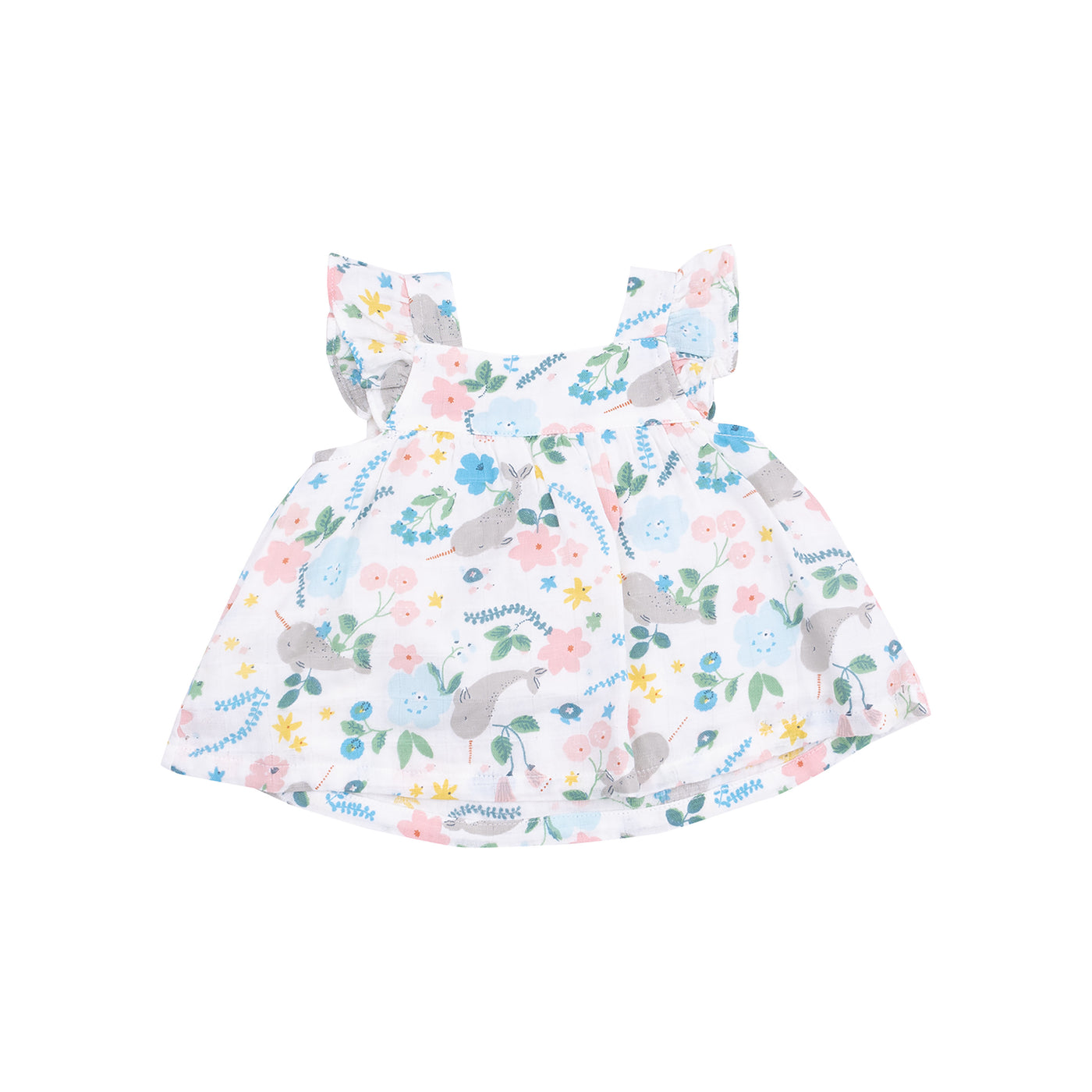 Pinafore & High Waisted Diaper Cover - Narwhal Floral