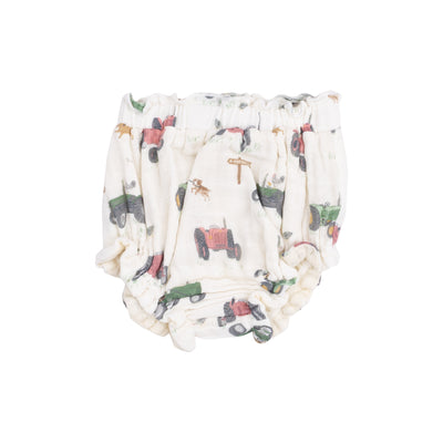 Pinafore & High Waisted Diaper Cover -Tractors and Friends Pink