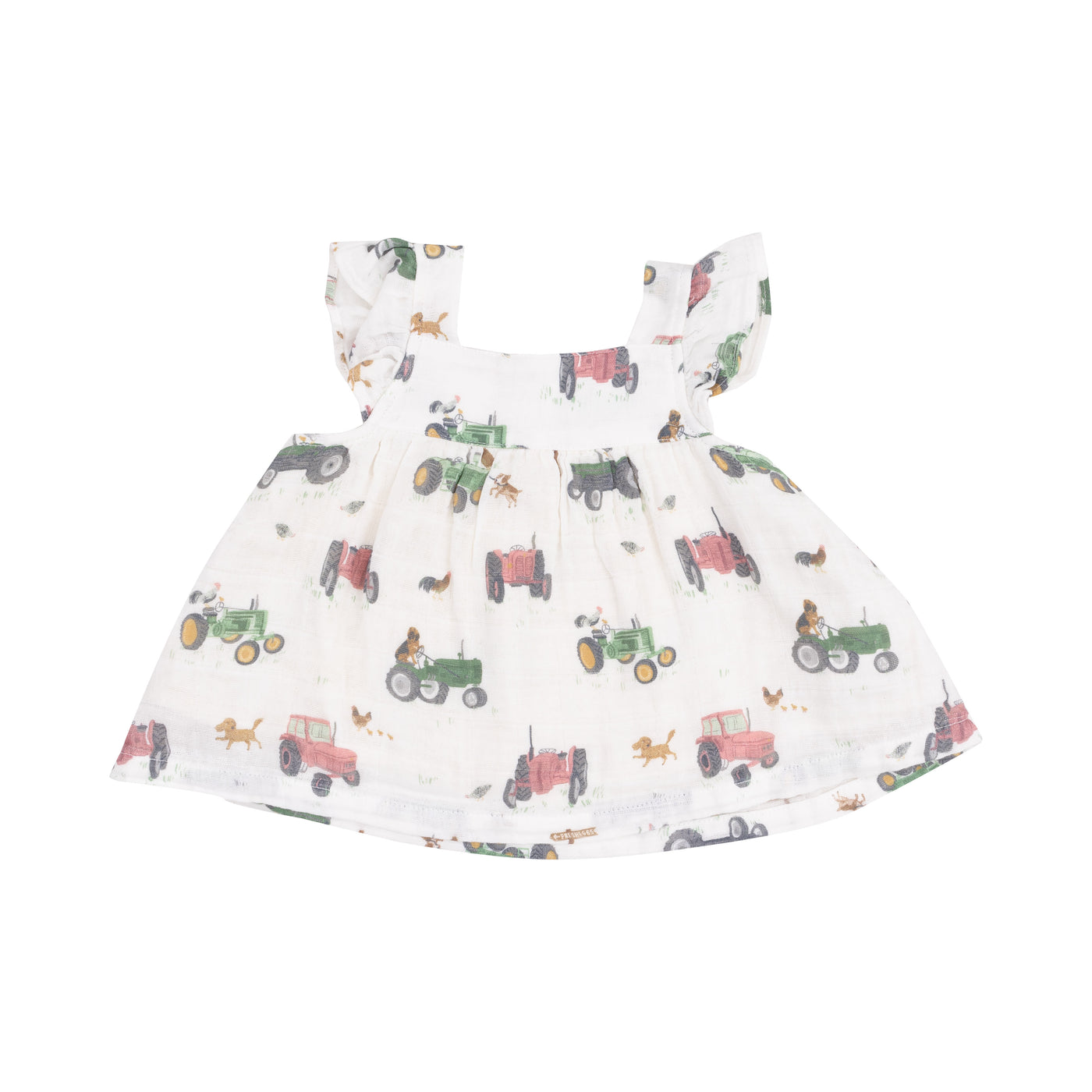 Pinafore & High Waisted Diaper Cover -Tractors and Friends Pink