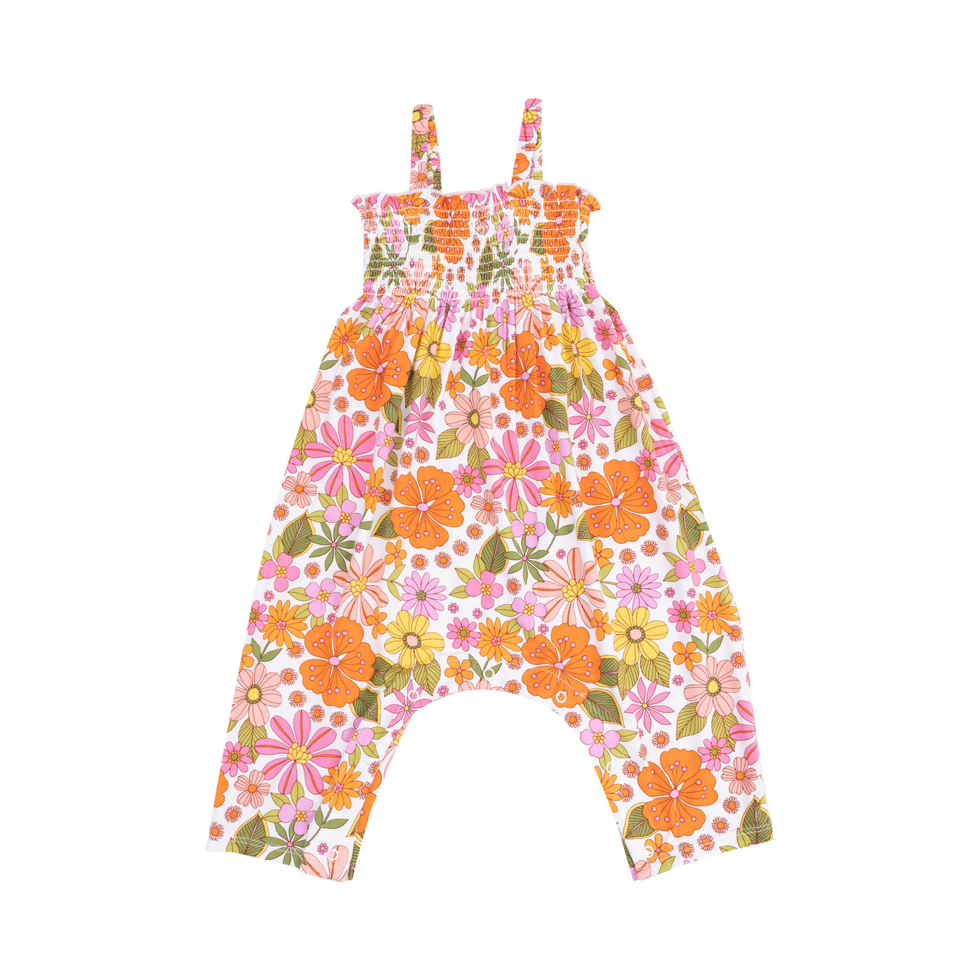 Tie Strap Smocked Romper - Boho Beachy Floral