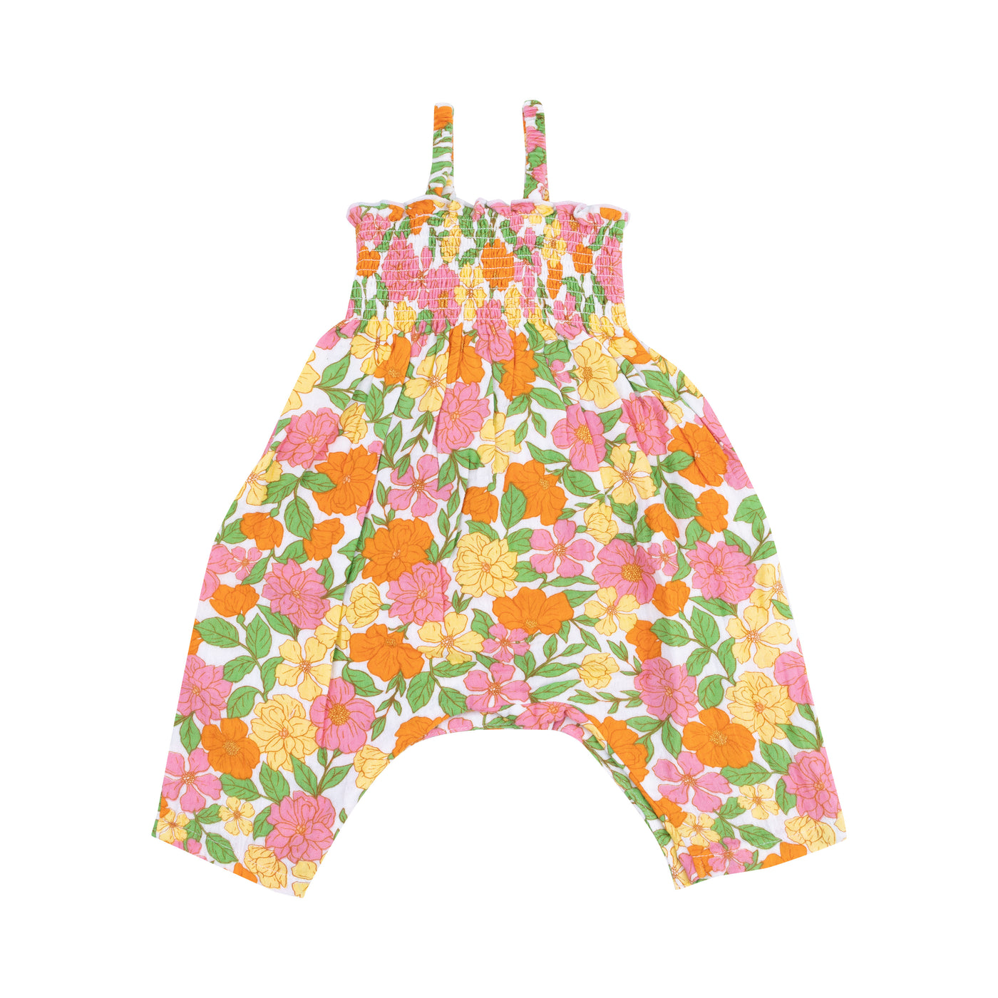 Smocked Romper- Botanical Retro Floral